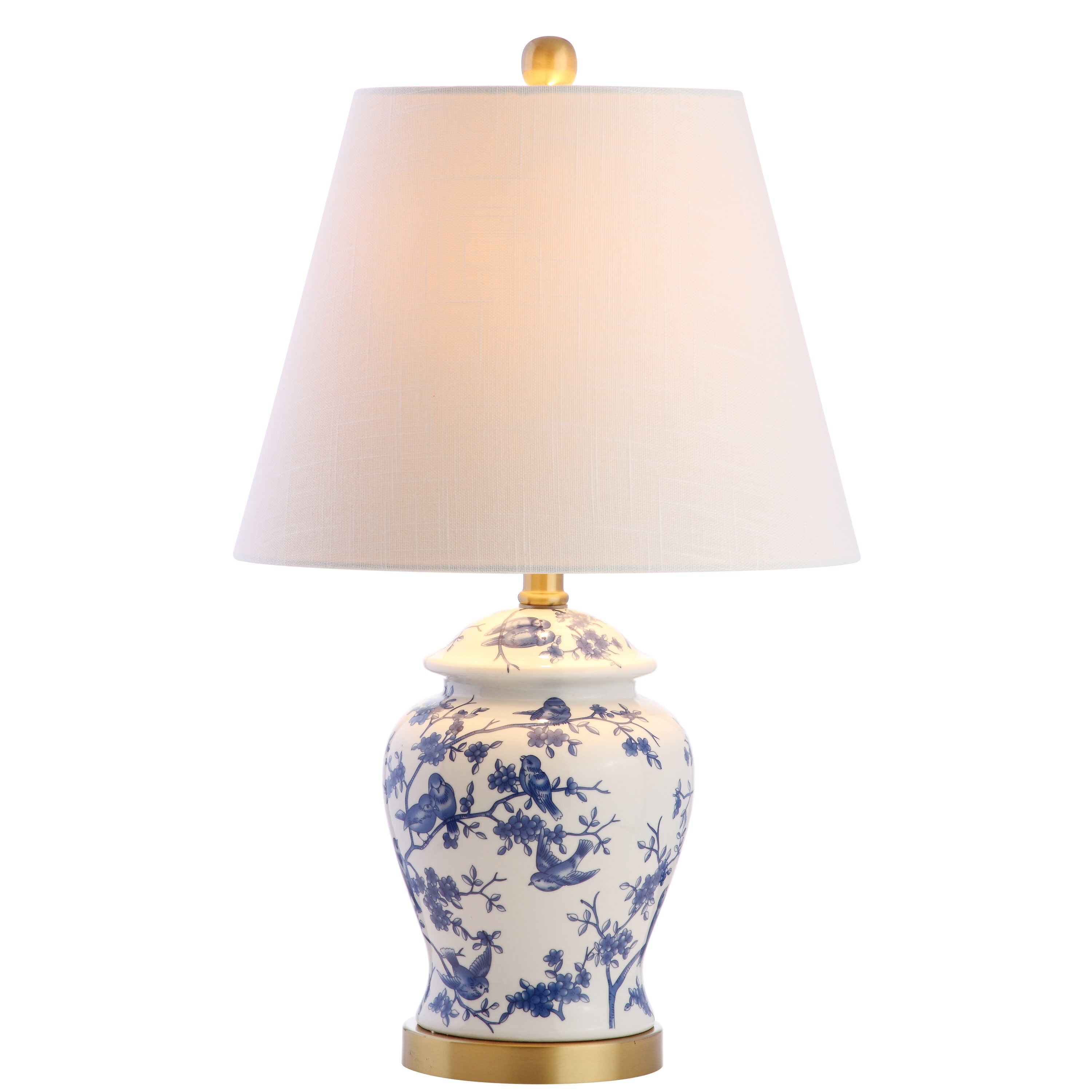 JONATHAN  Y Penelope Chinoiserie Classic 22-in Blue/White LED Rotary socket Table Lamp with Linen Shade