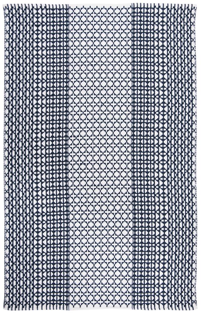 Safavieh MTK617N-5 Montauk Remsen 5 x 8 (ft) Cotton Navy/Ivory Rectangular Indoor Abstract Coastal Area rug