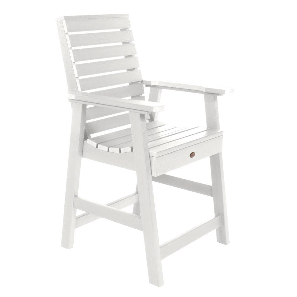 The Weatherly Collection White Plastic Frame Stationary Counter-height Chair(s) with Slat Seat Stainless Steel | - highwood AD-CHCW2-WHE