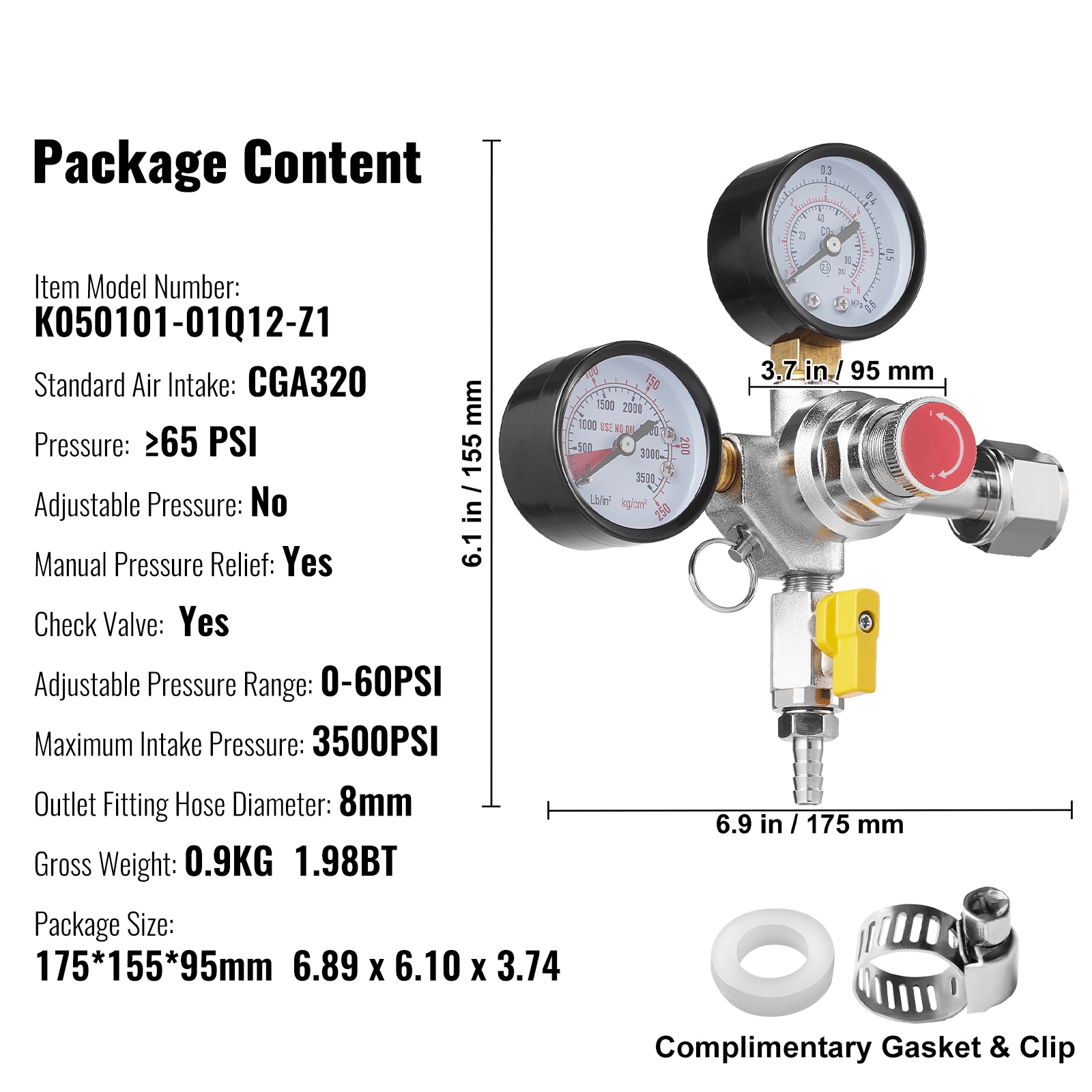 VEVOR Carbon Dioxide Cga320 Welding Gas Regulator in the Welding