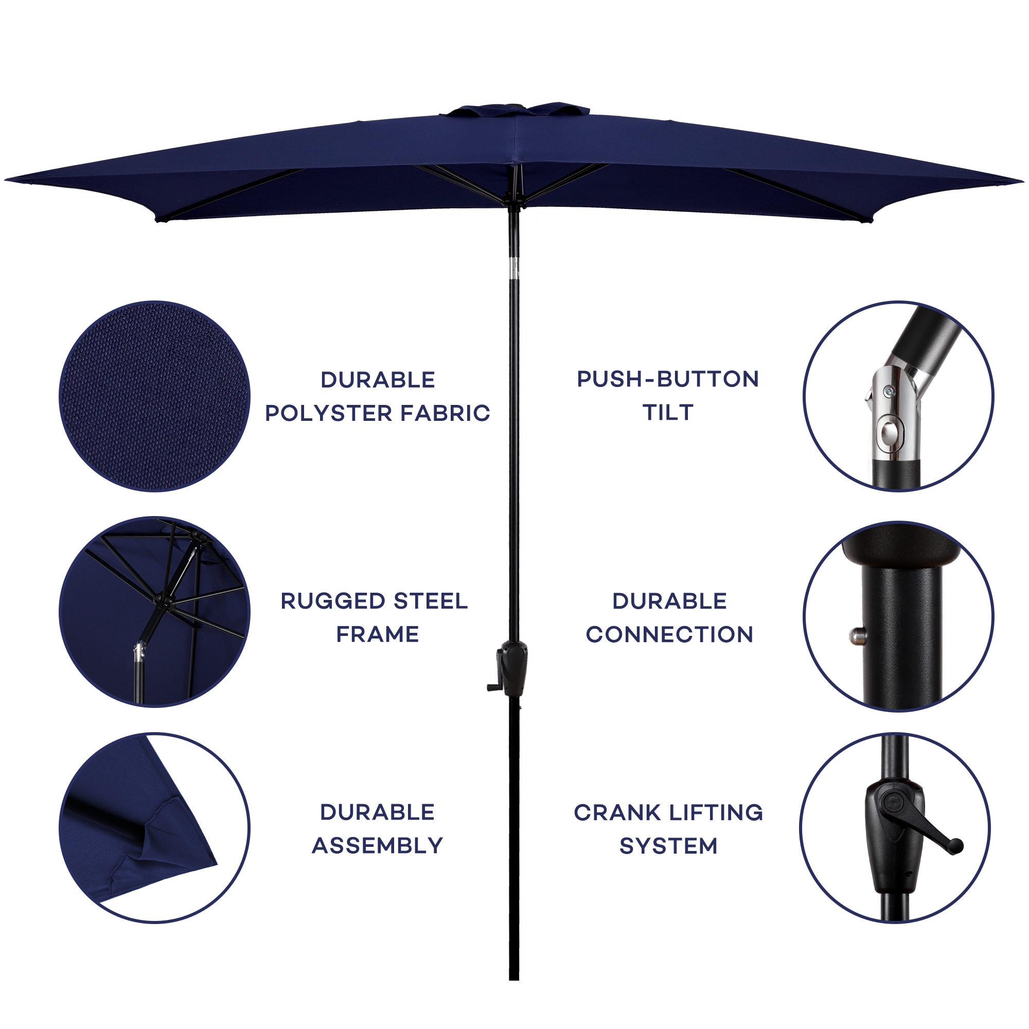 Sun-Ray 201004REC 6.25-Feet Steel Blue Market Patio Umbrella