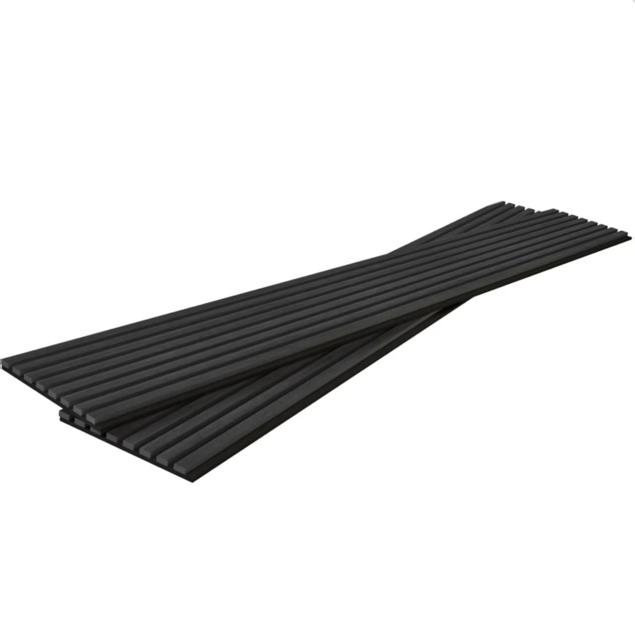 LOVMOR SF-R-MDF-2-BK 2 Pack Acoustic Wood Slat Wall Panels Black Decorative Wall Paneling