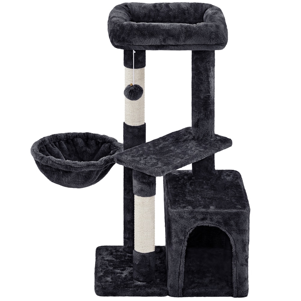 Yaheetech - 34-in H Black Plush Cover Cat Tree with Condo