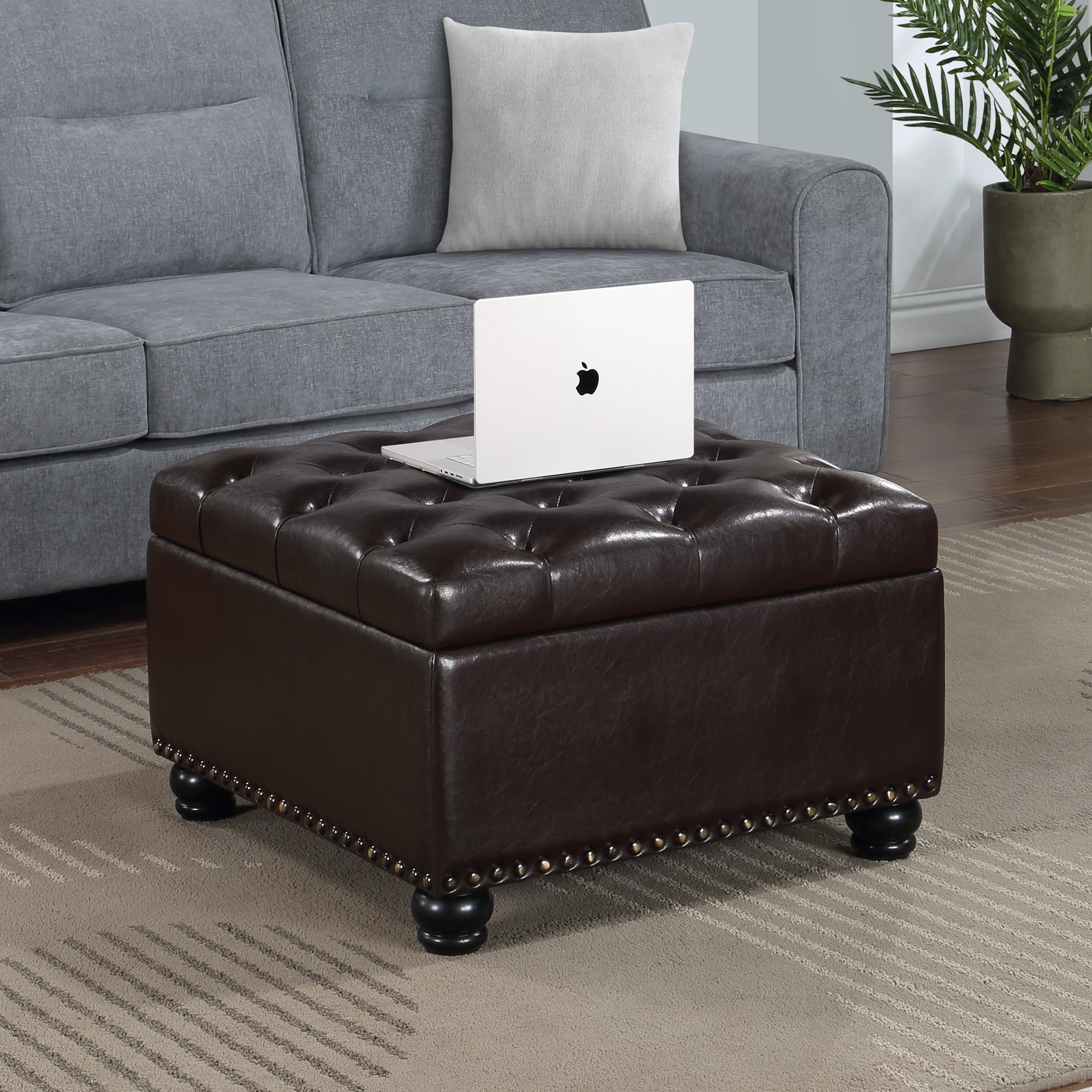 Convenience Concepts R9-247 Herald Modern Espresso Faux leather Storage Ottoman