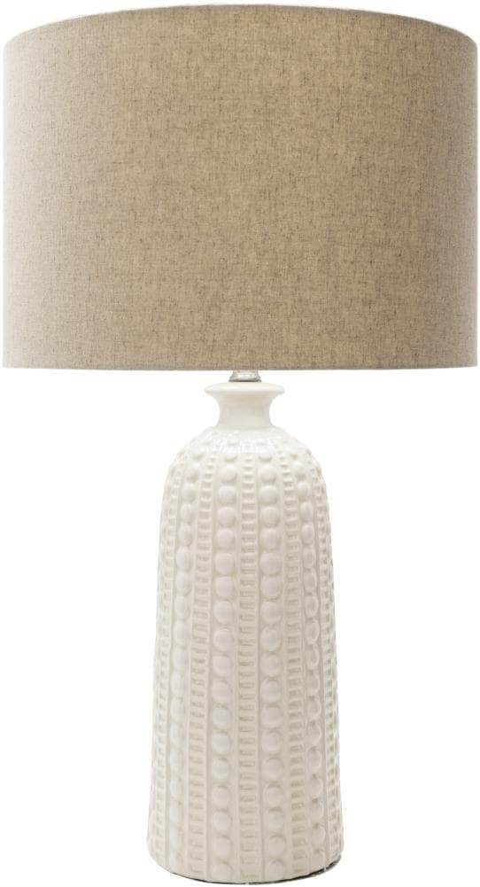 Surya NEW100-TBL Newell 29-in White 3-way Table Lamp with Linen Shade