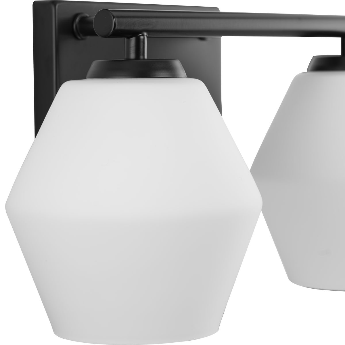 Matte Black and Opal Glass 2-Light Vanity Fixture