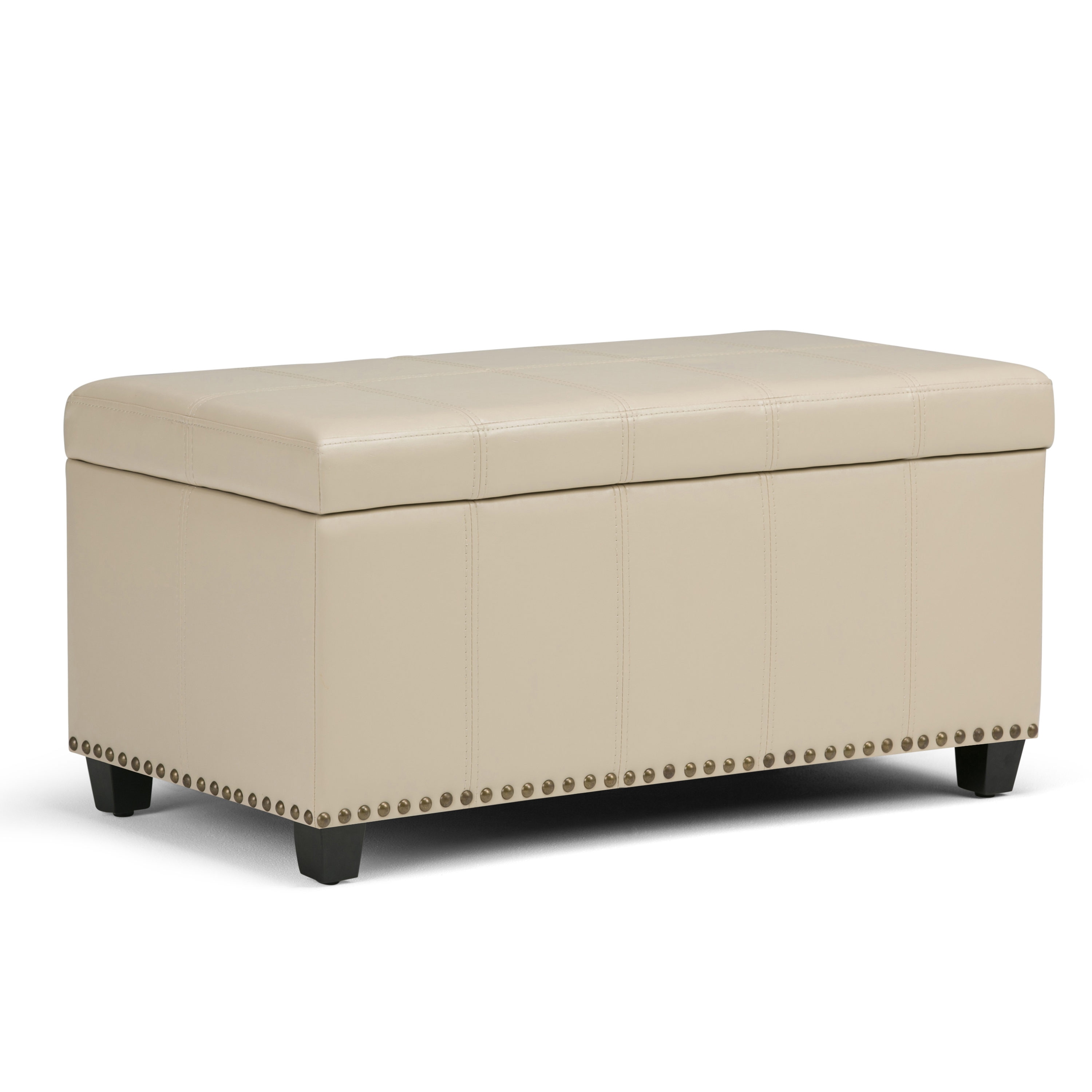 Long Rectangular Buttoned Cream Rolling Ottoman Footstool Coffee