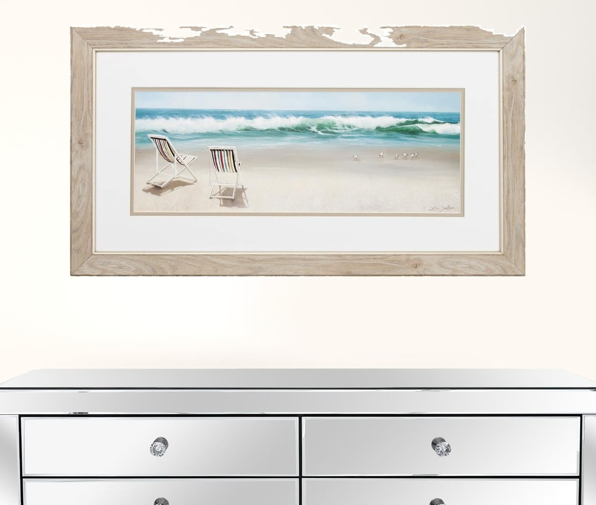 HomeRoots White Wood Framed 15-in H x 27-in W Coastal Wood Hand-painted ...