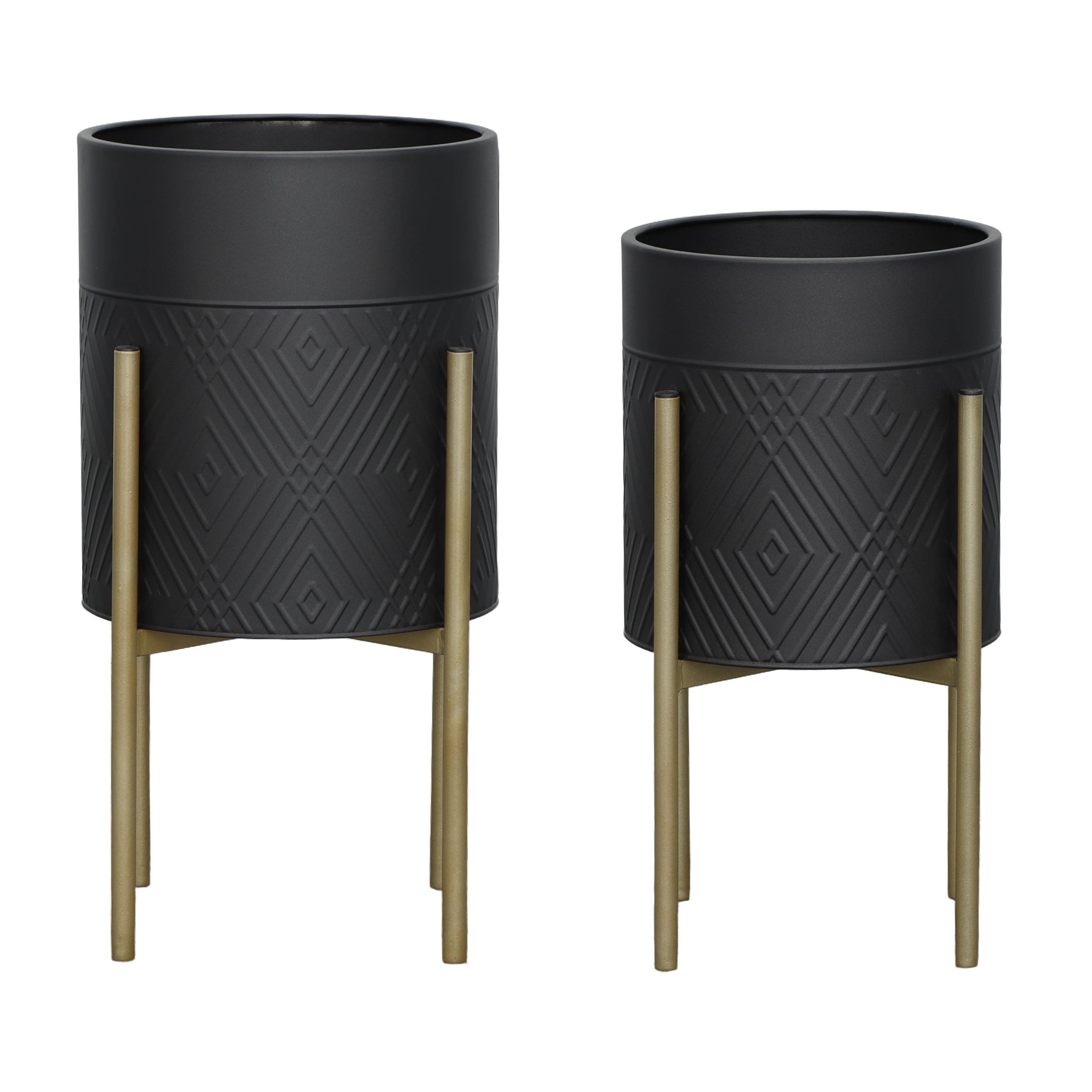 Kahomvis HDA-QPB0-793 Round 14.0-in W Medium Black Metal Indoor/Outdoor Planter