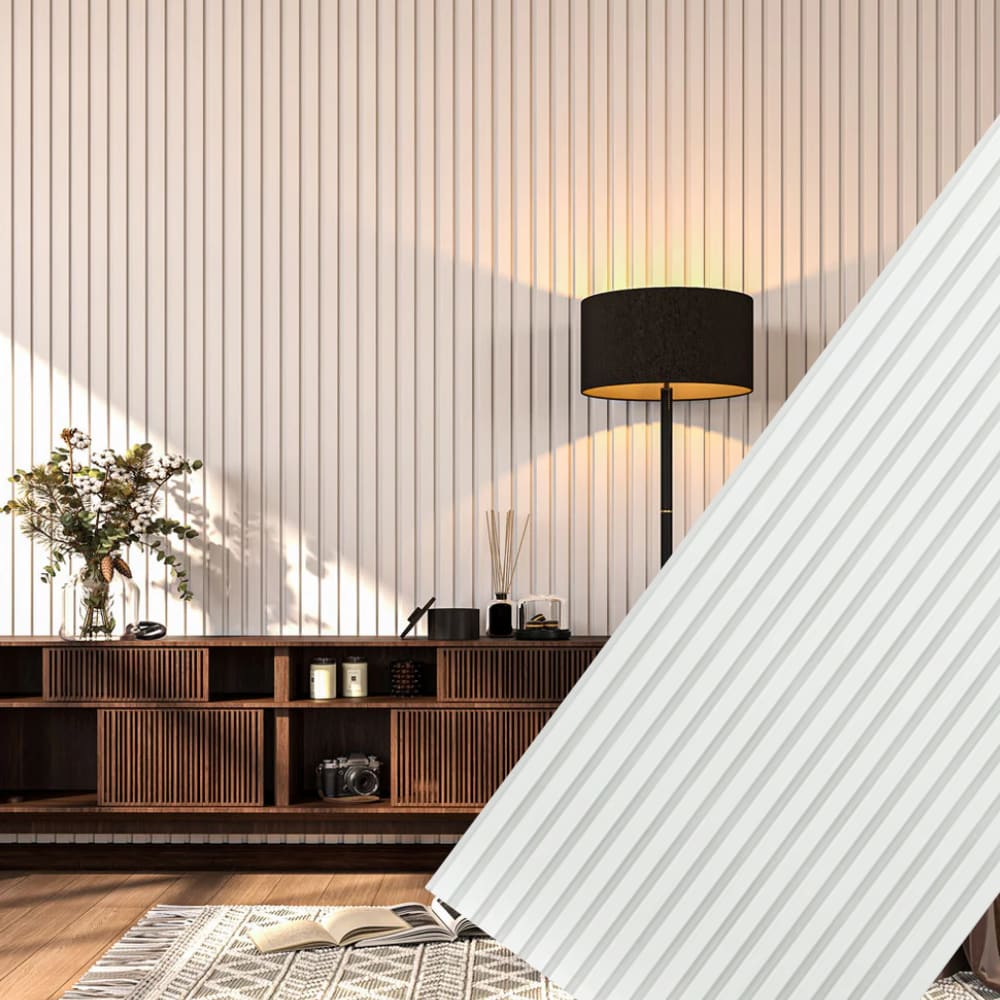 HIGHLANDERHOME ACP-DOUBLEWHITE 94-in x 24-in White Veneer Acoustical Sound Absorbing Panel