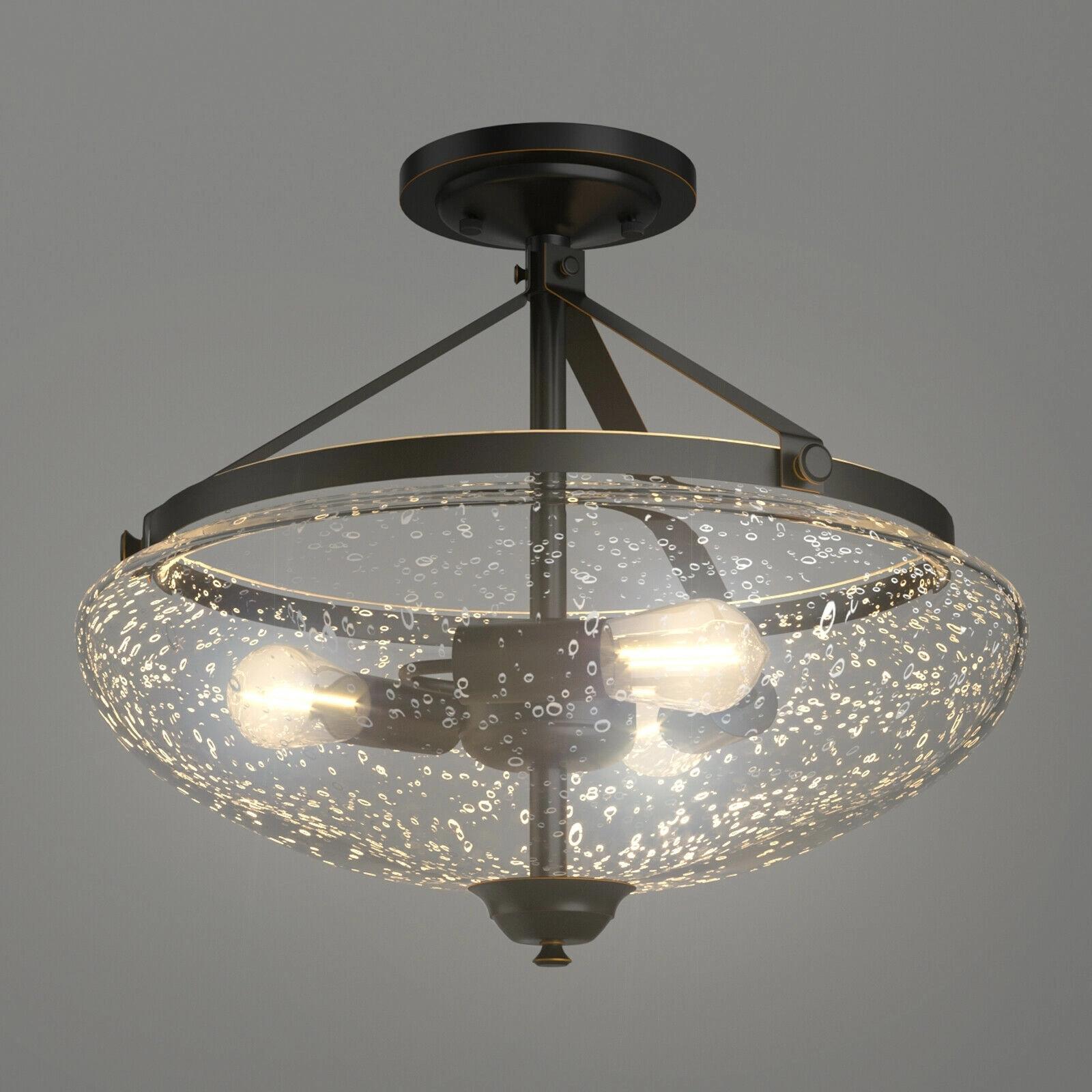 Bayfeve BF-8LXADB 3-Light Industrial Semi Flush Mount Light 3 -Light 15.4-in Black Flush Mount Light