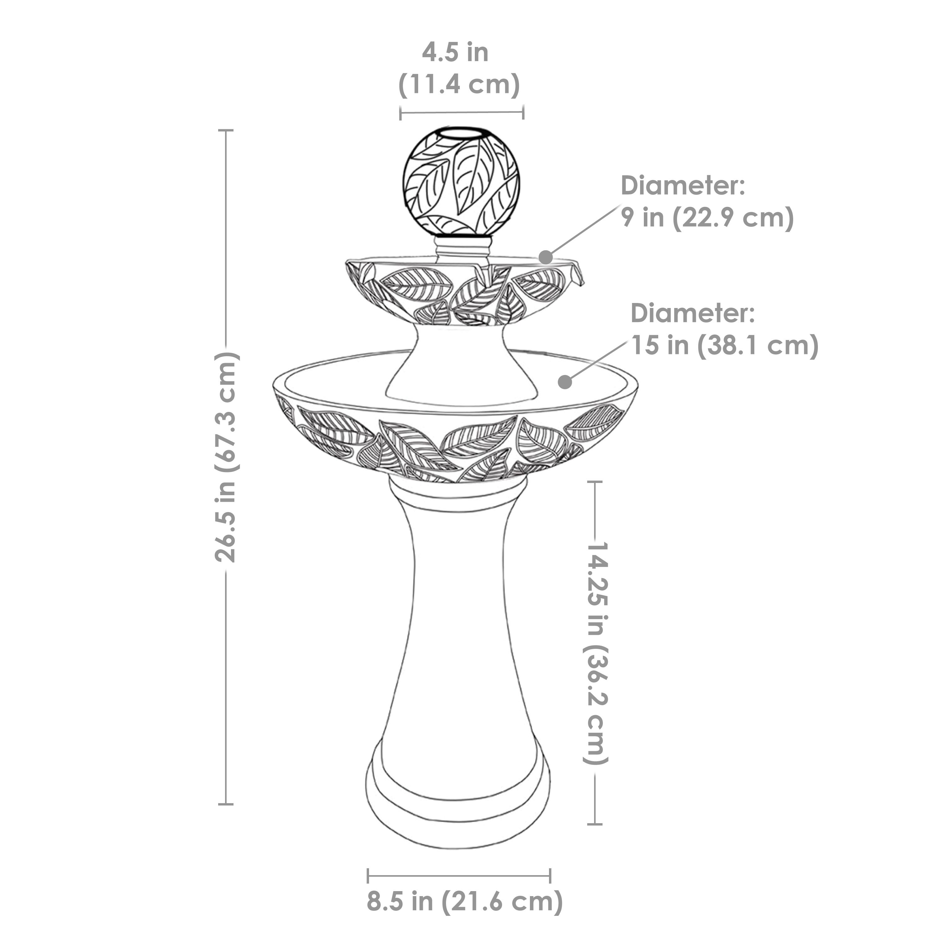 Off-White Ceramic 2-Tier Outdoor Fountain with LED Lights
