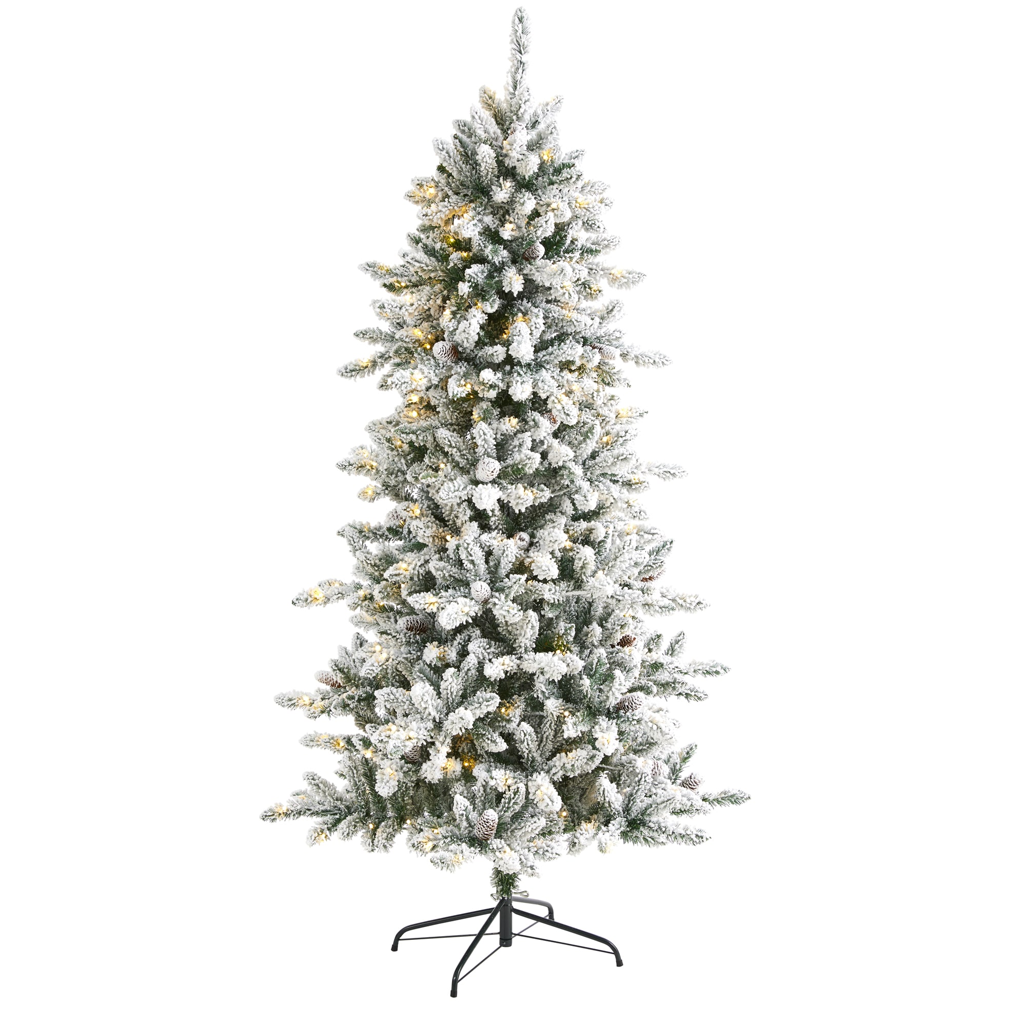 Nearly Natural T1611 6-ft Douglas fir Pre-lit Flocked Artificial Christmas Tree with White LED Lights