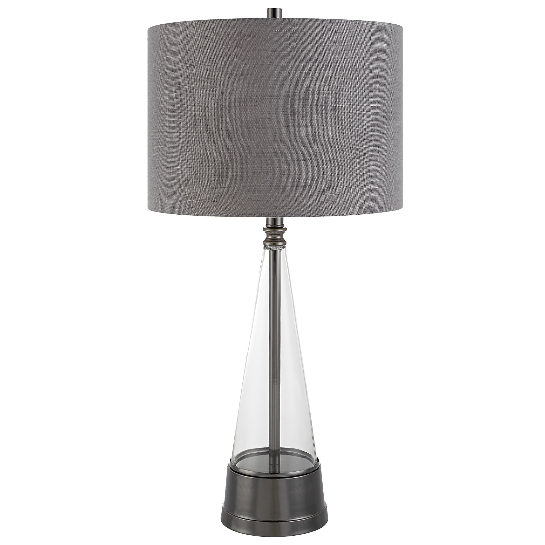 Benzara BM277030 29-in Silver and Gray LED On/Off switch Table Lamp with Fabric Shade