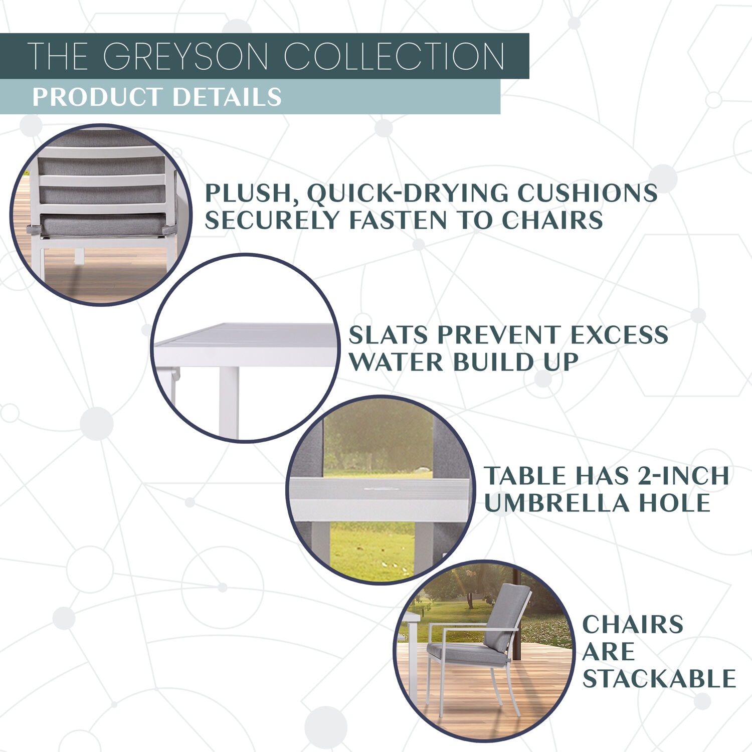 Mod Furniture GRYSN7PCDN-GRY Patio-Dining-Sets - View #4