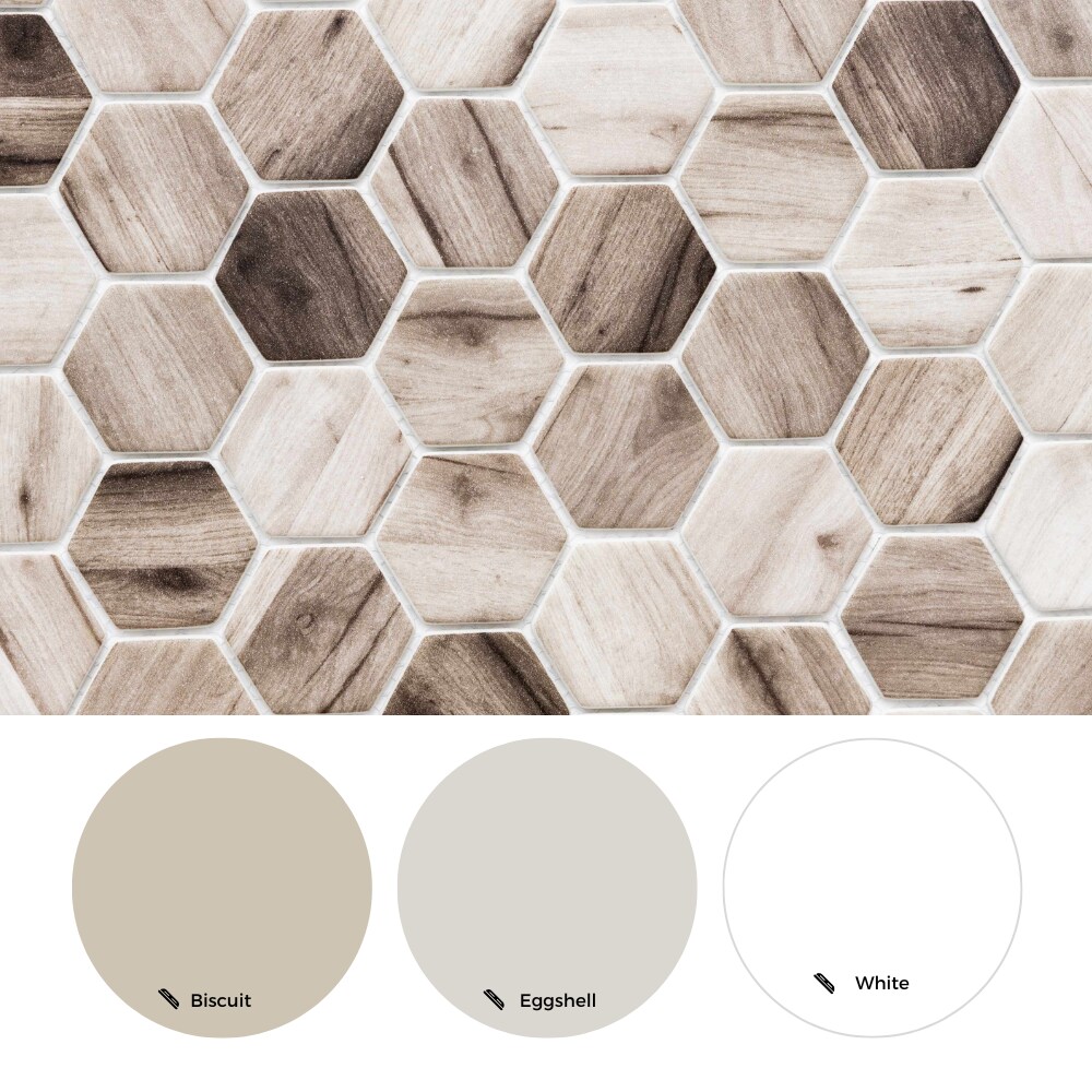 Honeycomb Beige Recycled Glass Mosaic Wall Tile Sheet