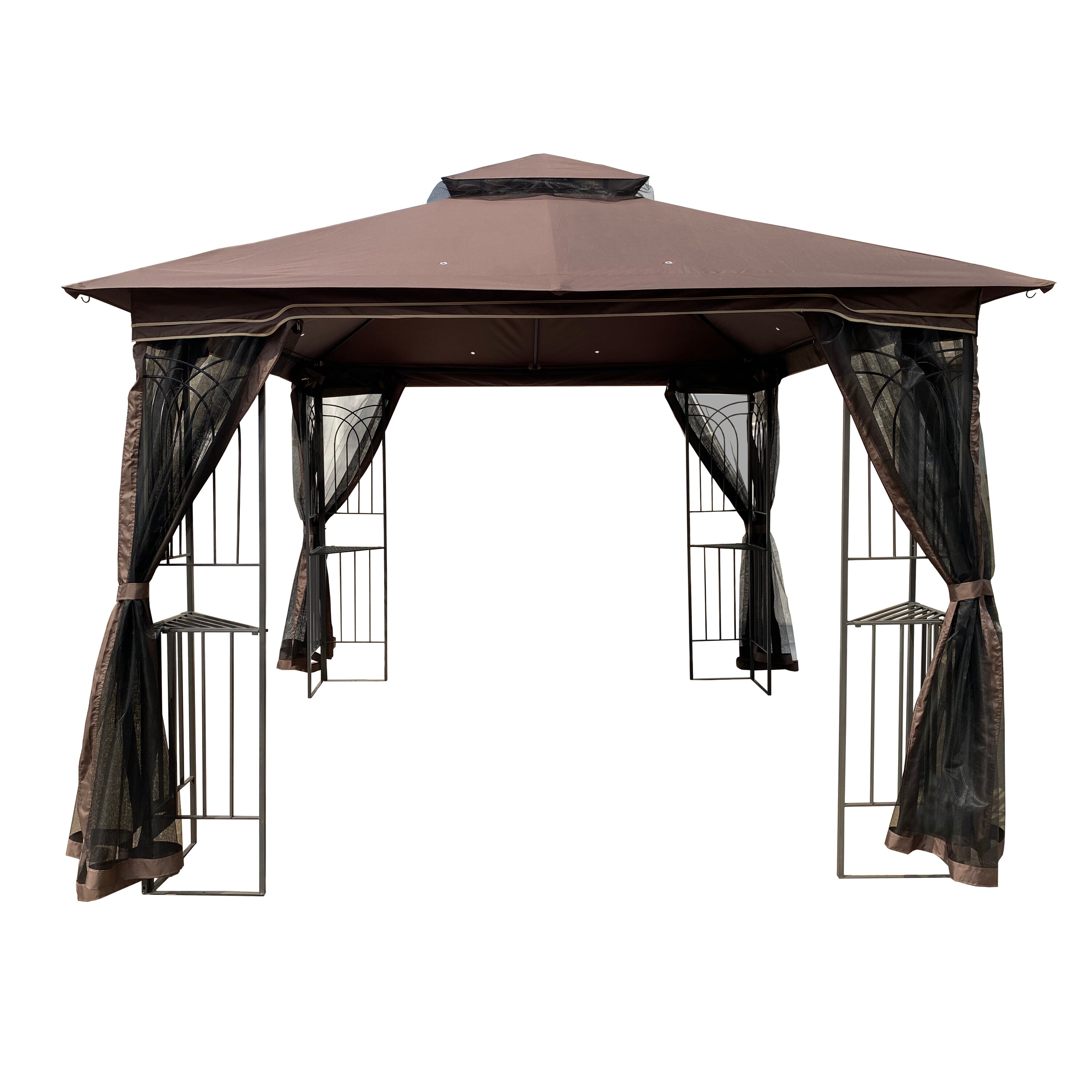 AHIOU HOME ZAAHG-40786PG 10-ft x 10-ft Brown Square Pop-up Gazebo with Soft top Roof (Screen Included)
