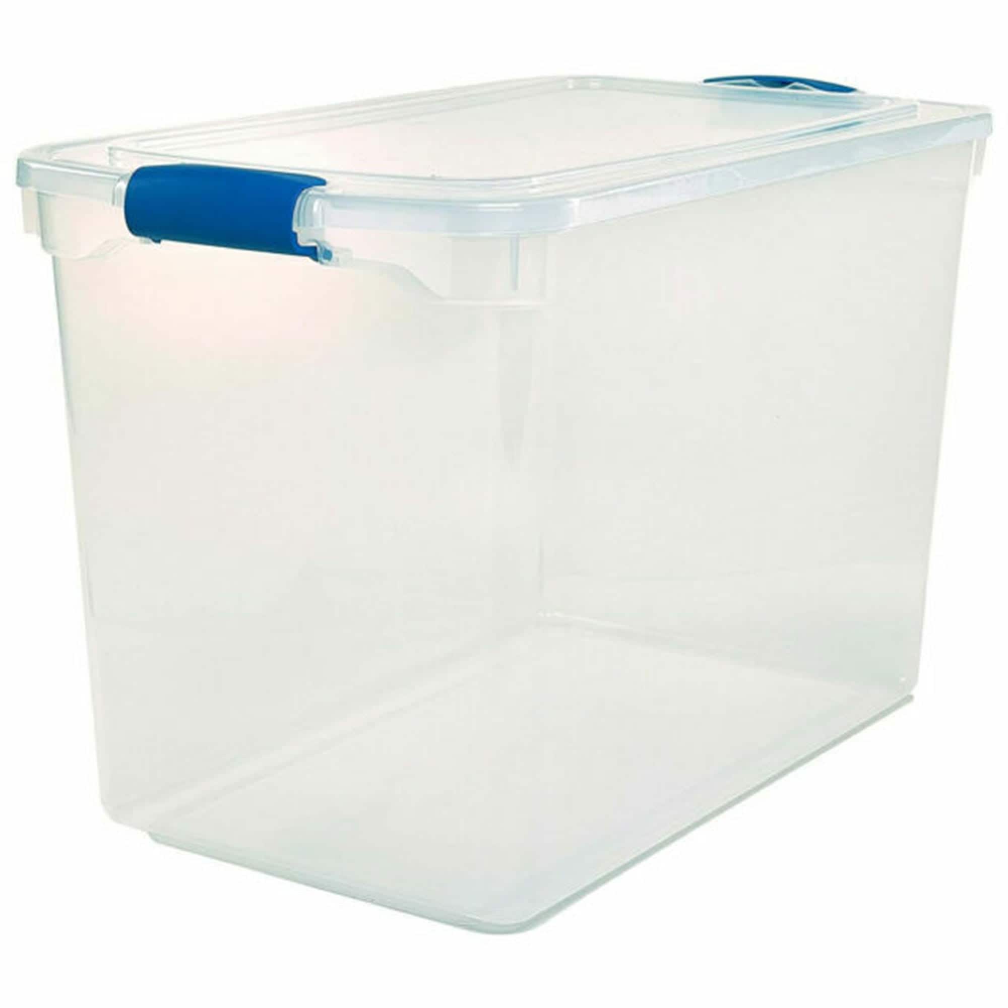 Homz Products 183882 The 2 pack of Homz 112 Quart Storage Containers are perfect for organizing clothing toys and more. Durable stackable with ergonomic latches for secure dust free storage and easy carrying.