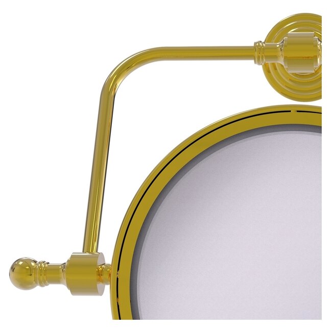 Allied Brass Retro Wave 7-in x 8-in Polished Brass Double-Sided Magnifying Wall-Mounted Vanity Mirror Allied Brass Retro Wave 7-in x 8-in Polished Brass Double-Sided Magnifying Wall-Mounted Vanity Mirror