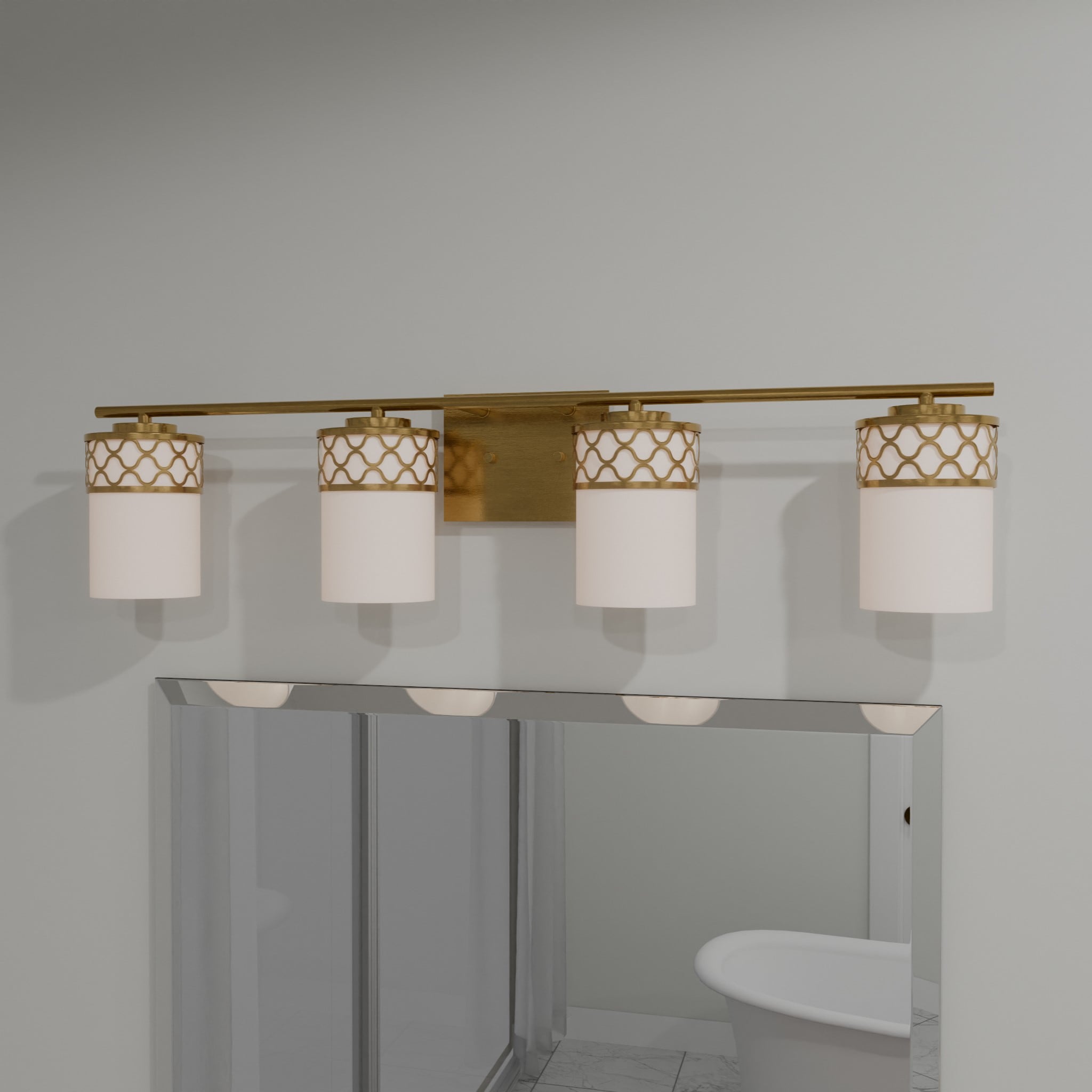 Quoizel TEN8632AB Tenley 32-in 4 -Light Brass Modern/contemporary Vanity light