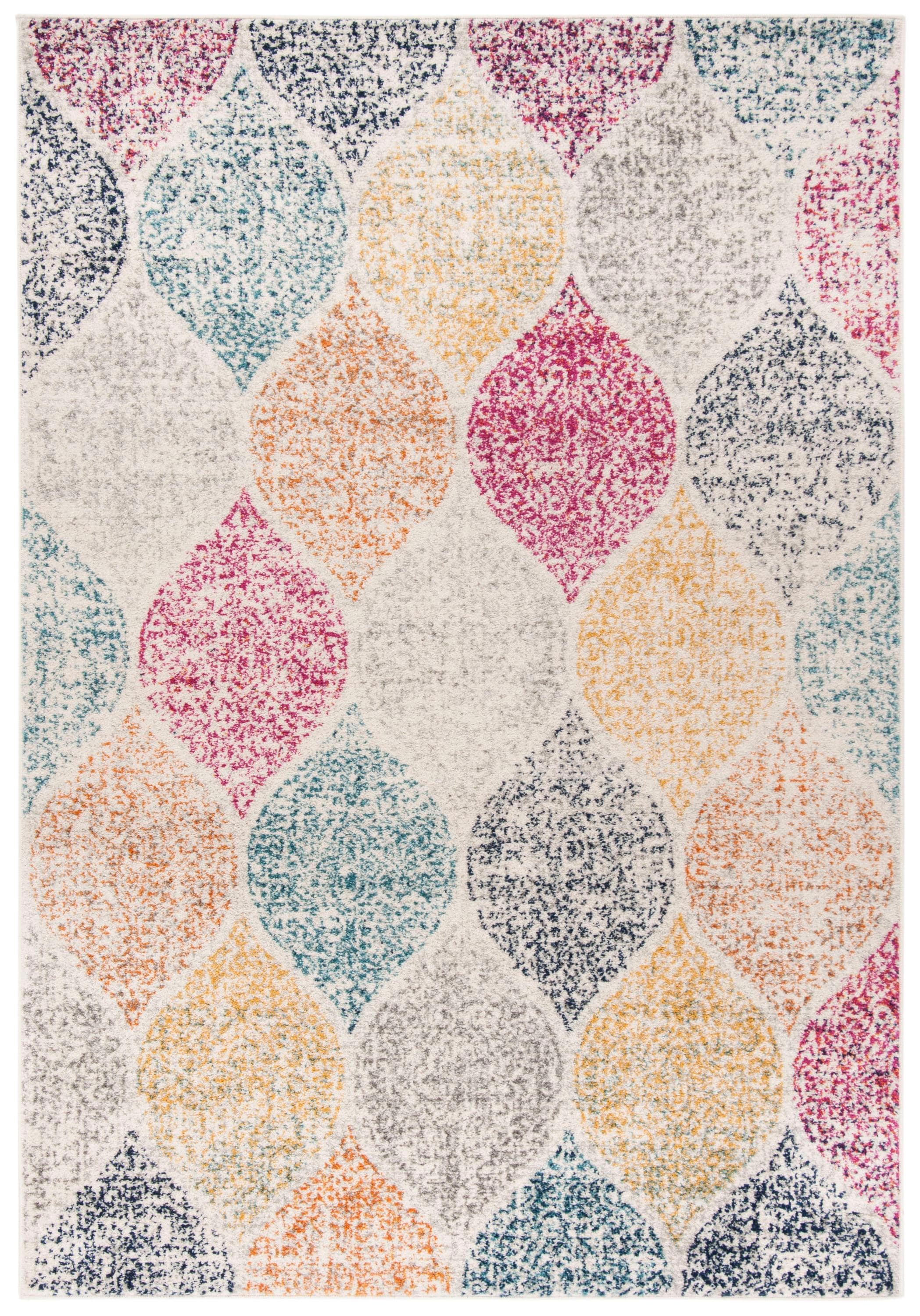 Multicolor Geometric Pattern Synthetic Round Rug