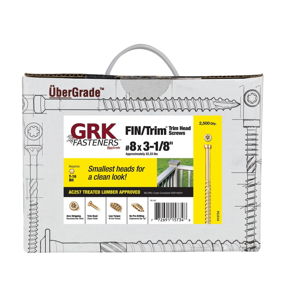 GRK Fasteners 15734 #8 x 3-1/8-in Polymer Exterior Trim screws ( 2500 -Per Box )
