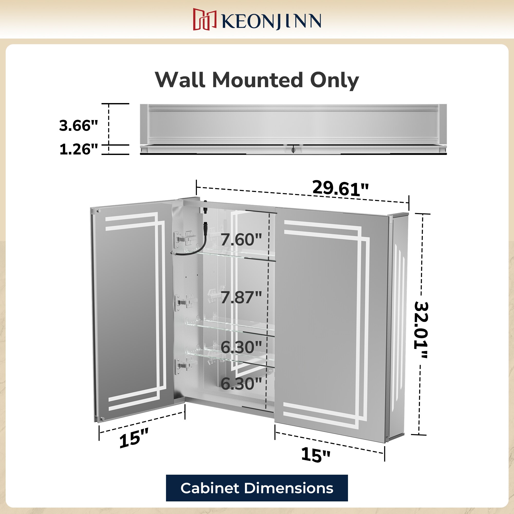 Keonjinn LW-JG-ZCG-7681SI Bathroom-Medicine-Cabinets - View #3