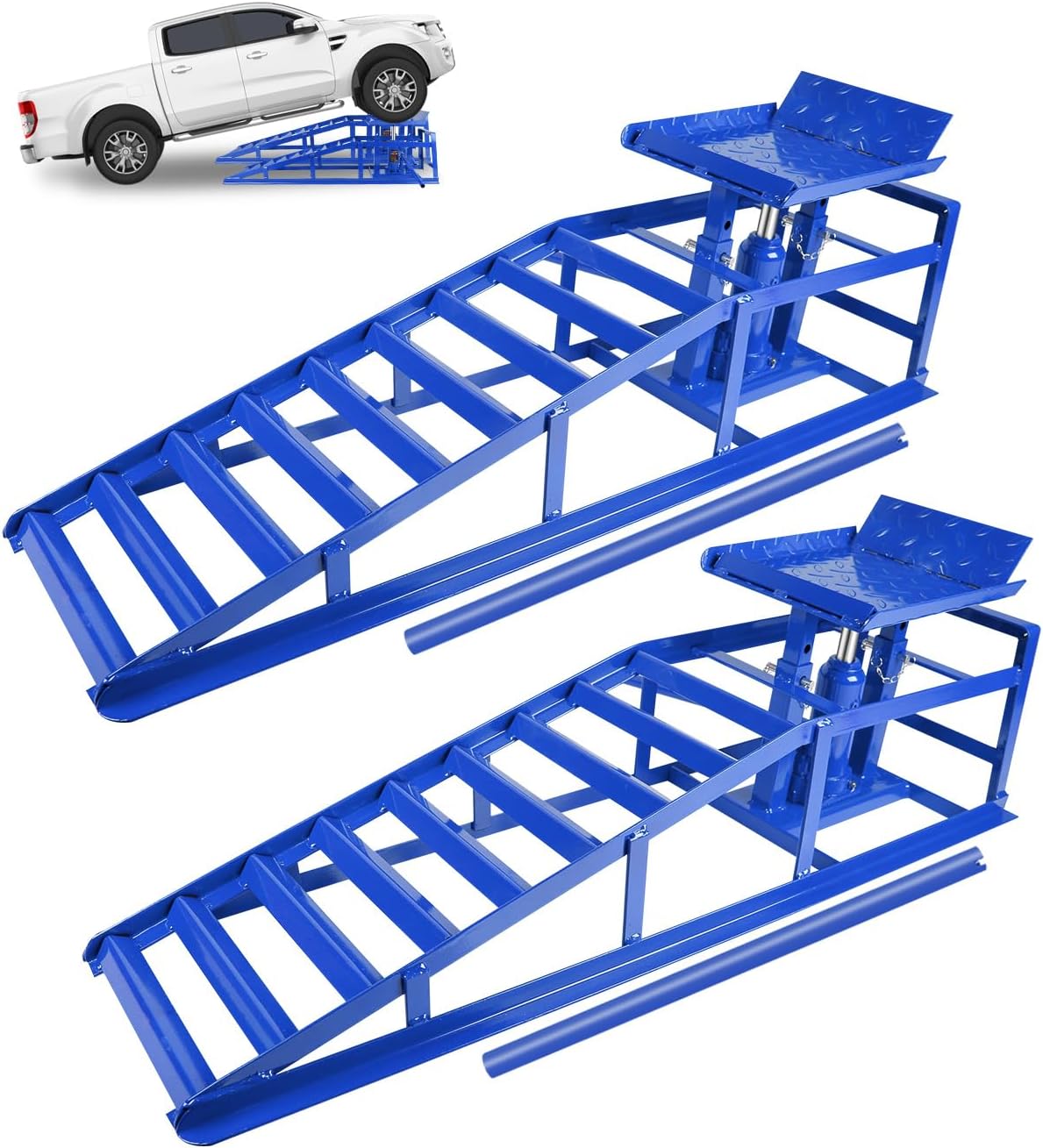 Garvee Hydraulic Car Ramps 5T 11000lbs Low ProFile Car Lift Service Ramps Heavy Duty Steel Hydraulic Vehicle Ramps for Car Truck Trailer Garage Repair 2 Pack