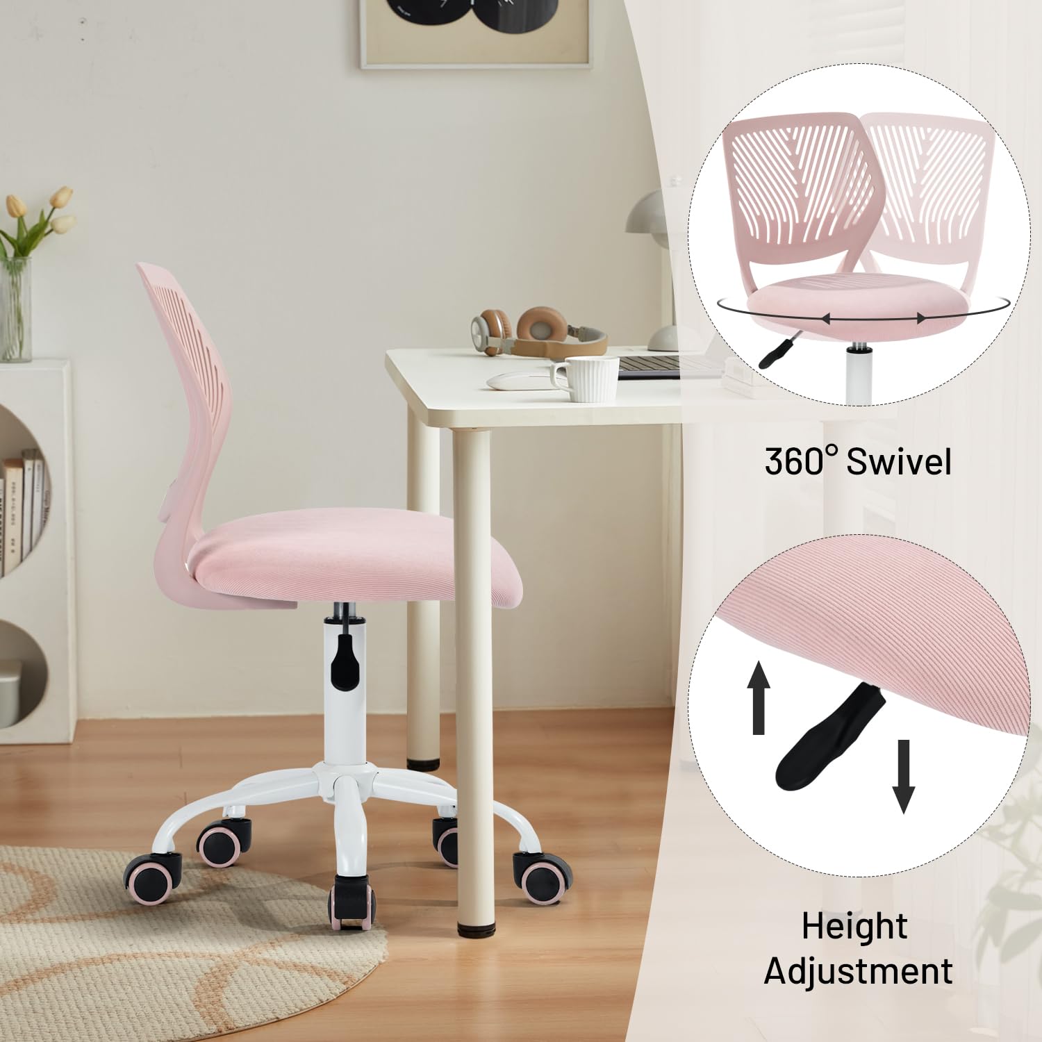 Homy Casa CARNATION PINK VNEW Office-Chairs - View #5