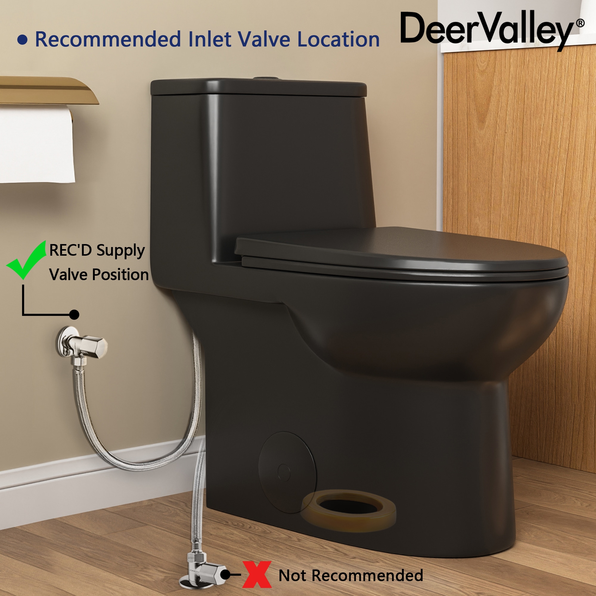 Black Elongated One-Piece High Efficiency Dual Flush Toilet