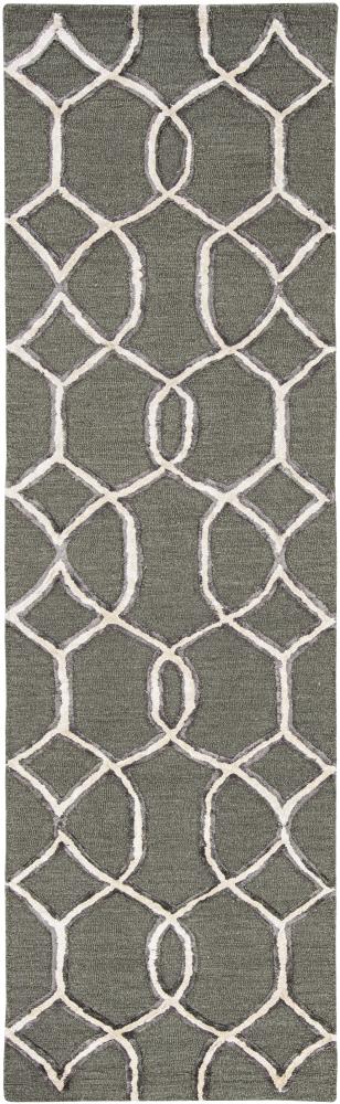 KAS Rugs 4303 Libby Langdon Upton 2 X 8 Wool Charcoal Indoor Trellis Mid-century Modern Runner Rug