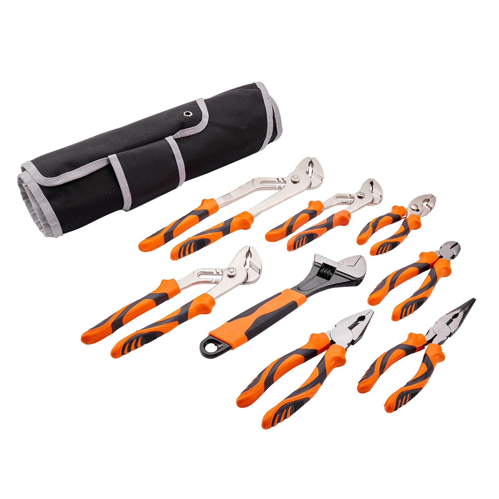 Tinyhomie 8-Piece Pliers Set High Carbon Steel 12in /10in /8in Groove Joint Pliers 8in Linesman's Pliers 6in Slip Joint Pliers 8in Long Nose Pliers 6in Diagonal Cutter 10in Adjustable Wrench and Tool Bag #LW-JA-P446289T3342