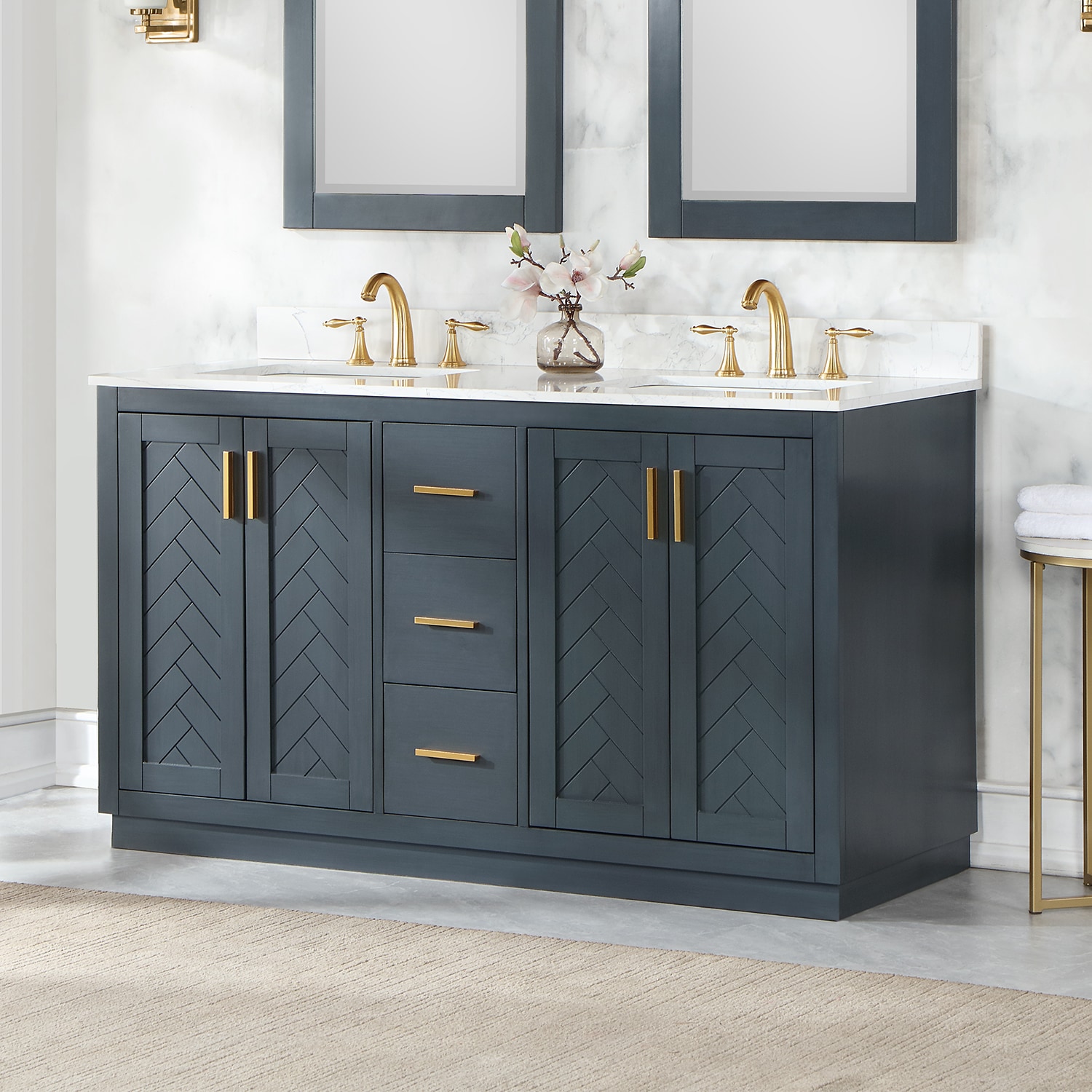 Altair Gazsi 60-in Classic Blue Undermount Double Sink Bathroom Vanity ...