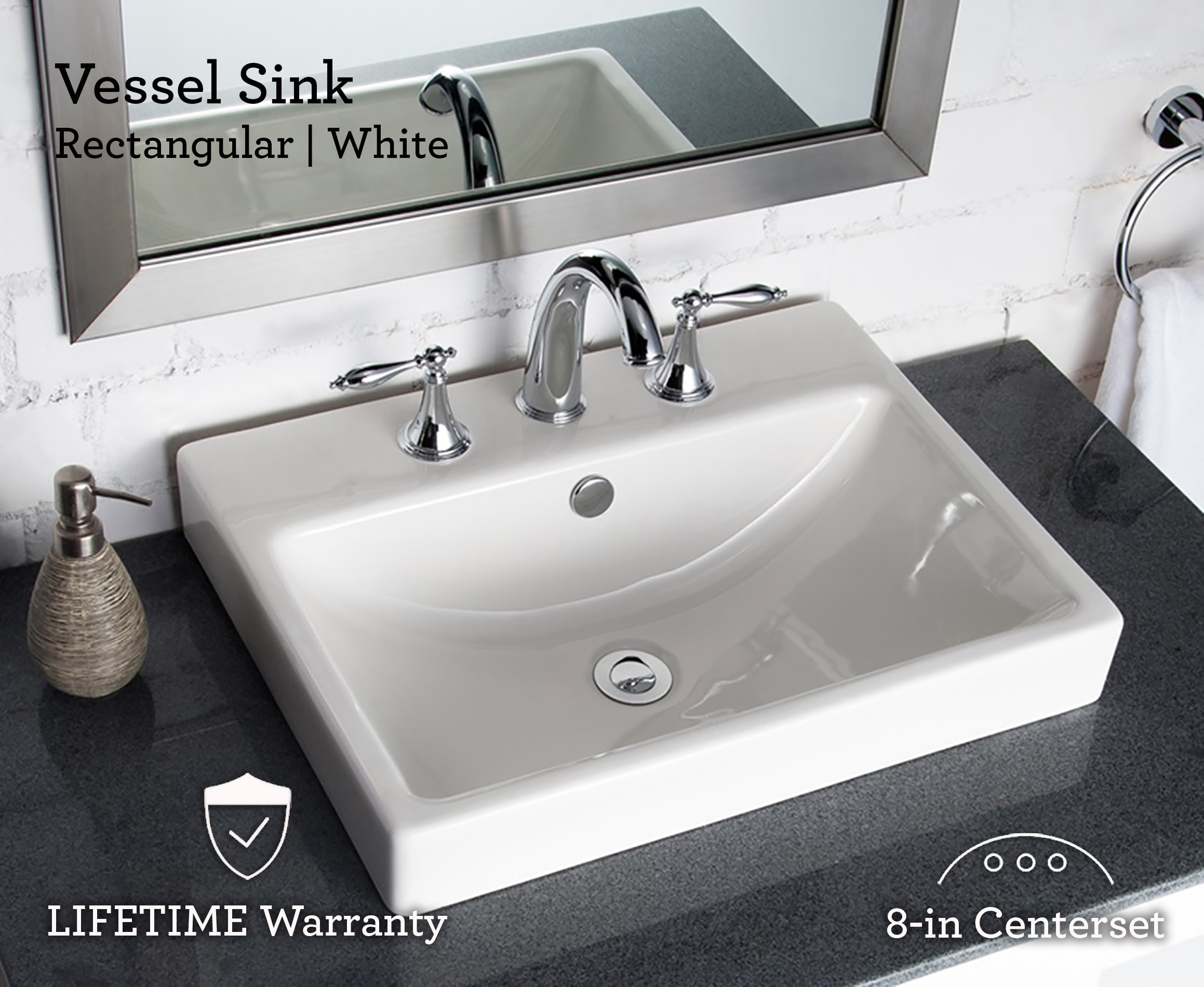 allen + roth White Drop-In Rectangular Traditional Bathroom Sink (21.26-in  x 18.5-in) at