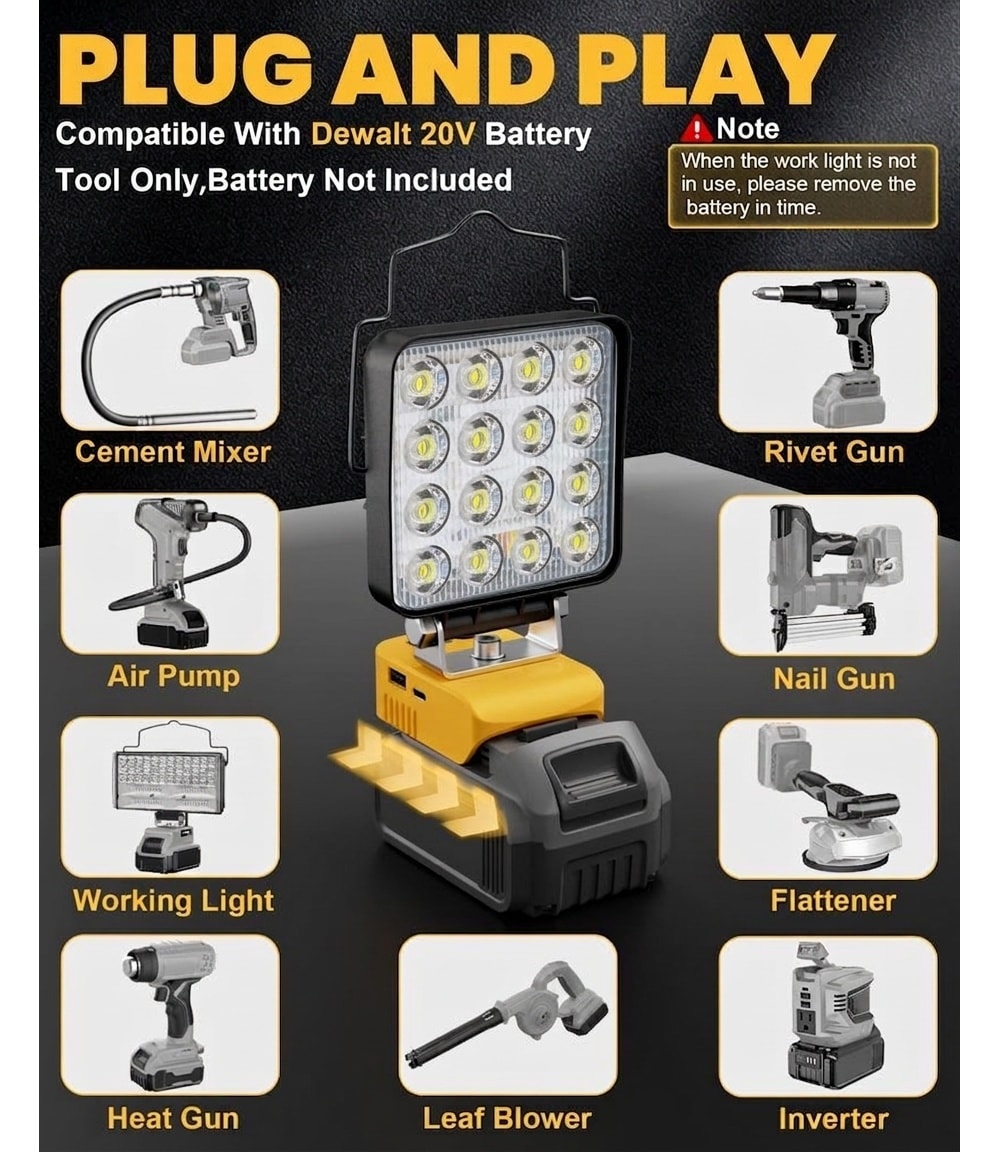 Lukvuzo 1 Piece Cordless LED Work Light 112W 11200LM 140 Degree ...