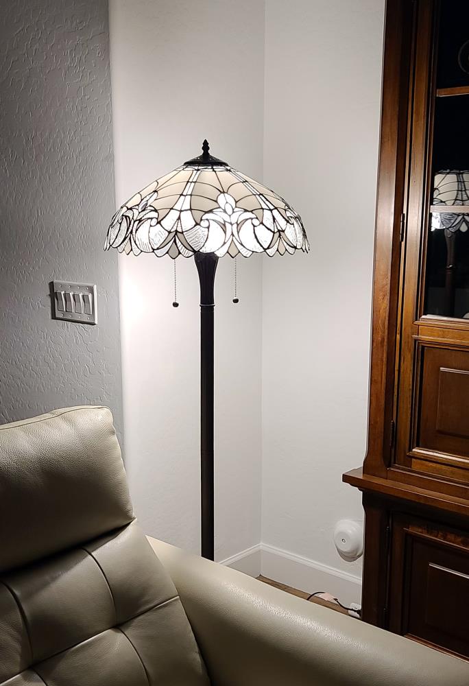 Amora Lighting Tiffany Stained Glass 2 Light Vintage Floor Lamp 62-in ...