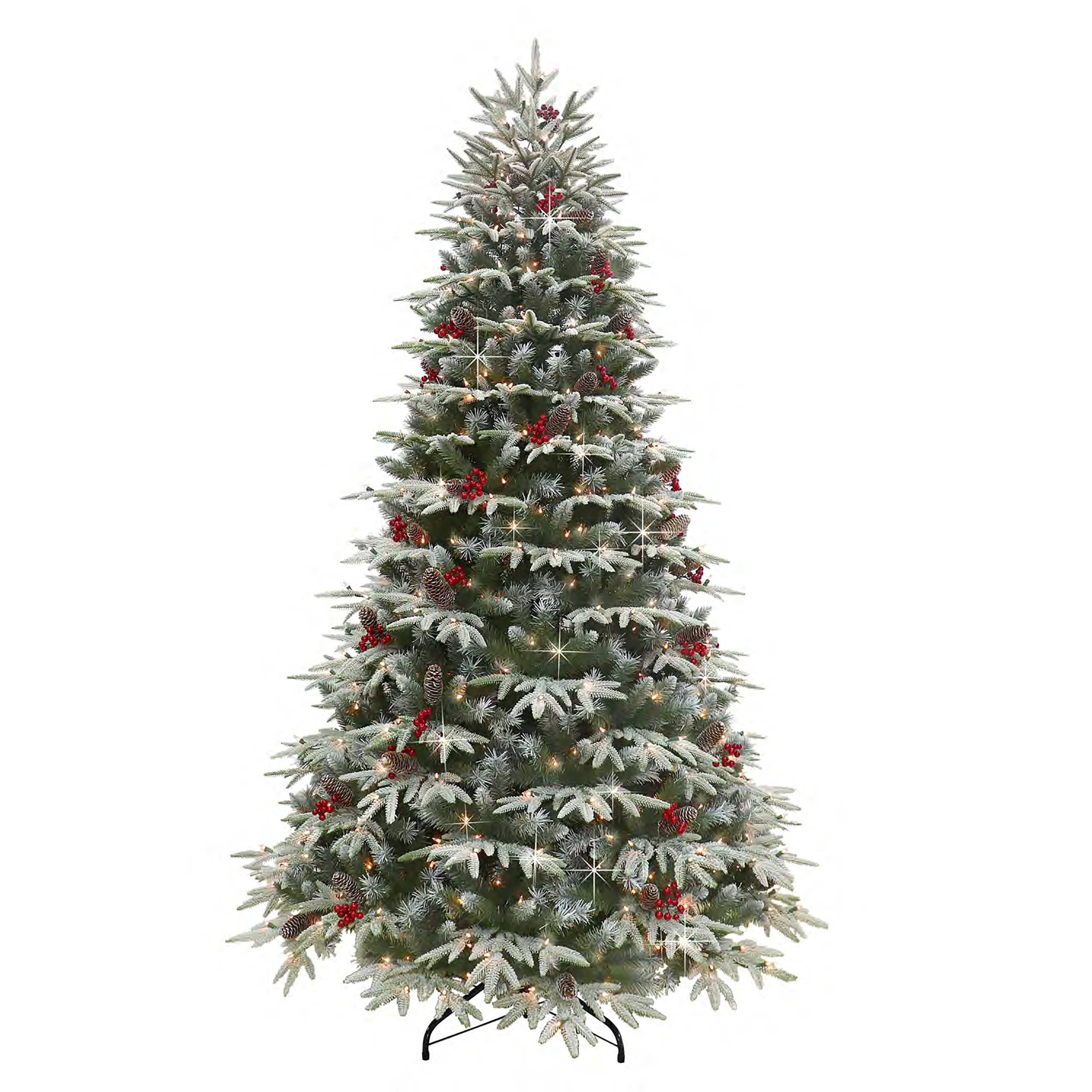 7.5-ft Pre-lit Flocked Artificial Christmas Tree with Incandescent Lights | - Puleo International HXA-75C7