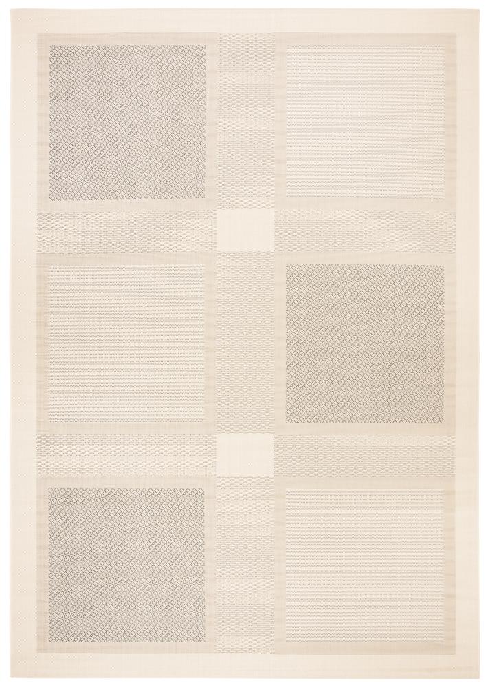 Safavieh CY1928-3901-8 Courtyard Checkmate 8 x 11 (ft) Loomed Polypropylene Sand/Black Rectangular Indoor/Outdoor Geometric Coastal Area rug