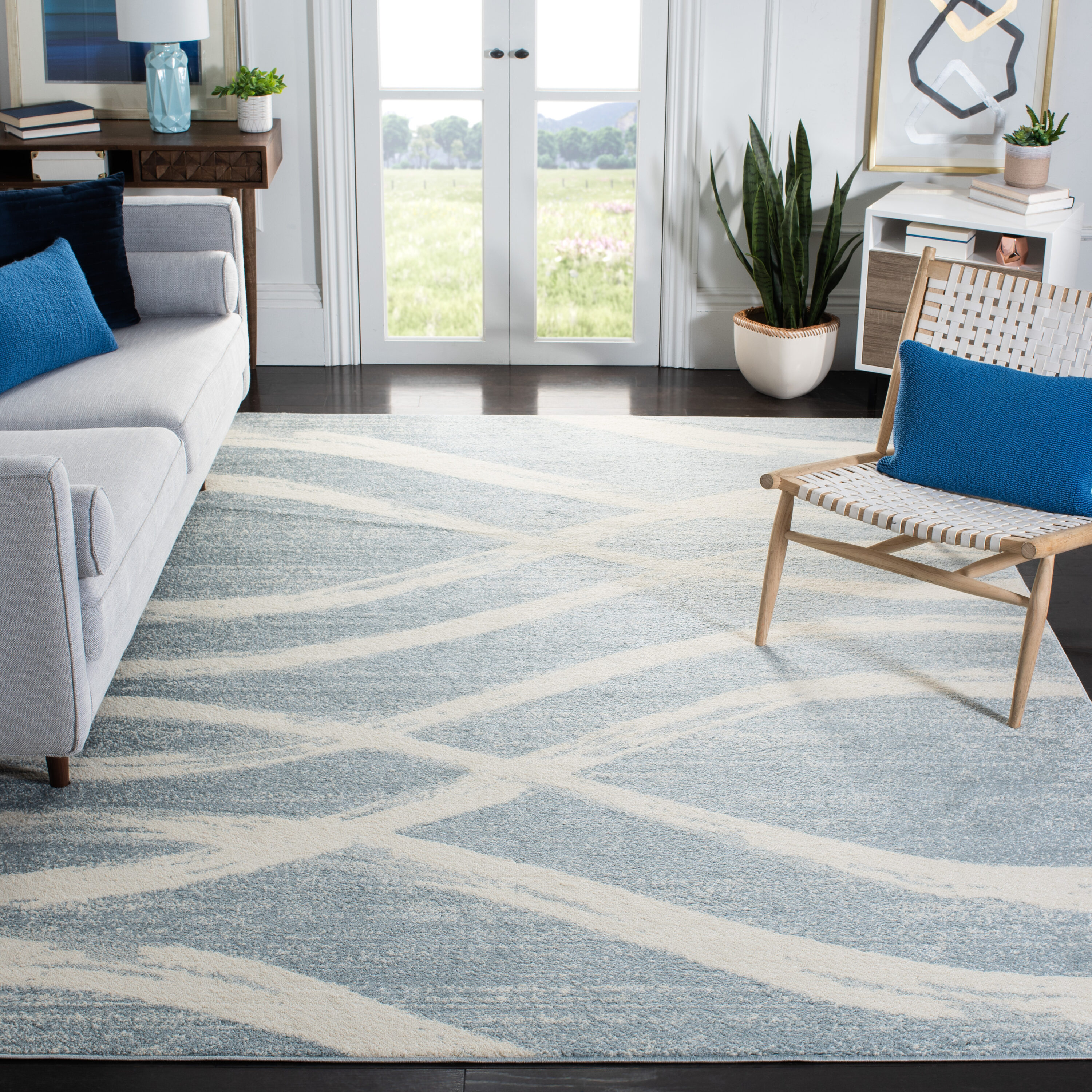 Safavieh ADR125T-10 Adirondack 125T Slate Blue Cream Contemporary Large Rectangle 10ft x 14ft Rug