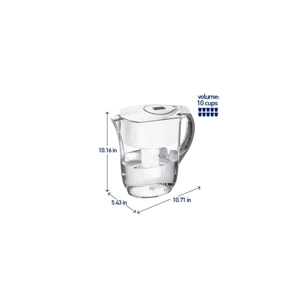 Brita Tahoe 10-Cup Large Water Filter Pitcher in White with 1