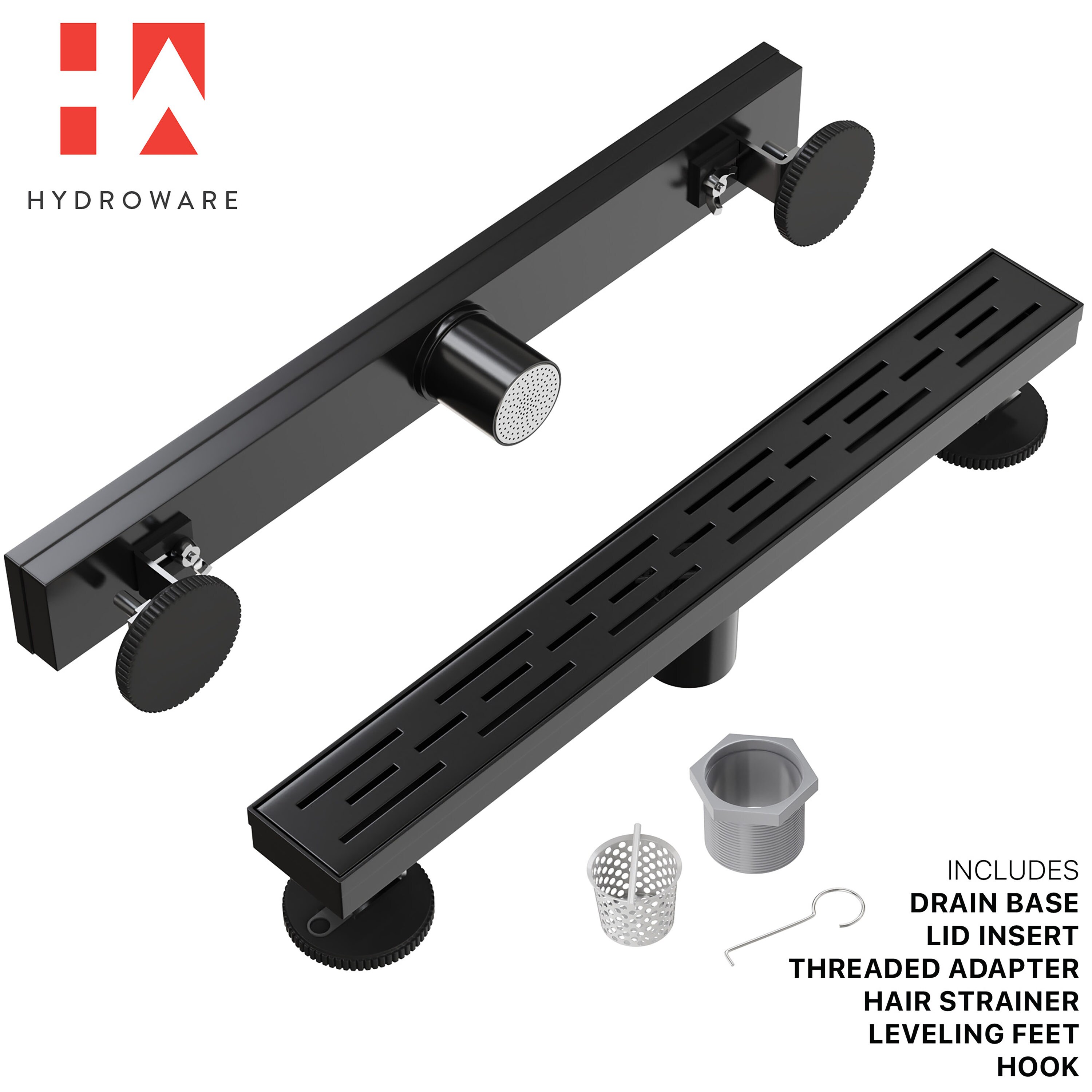 HYDROWARE HYD-0007 24 Linear Grid Shower Drain Finish: Matte Black