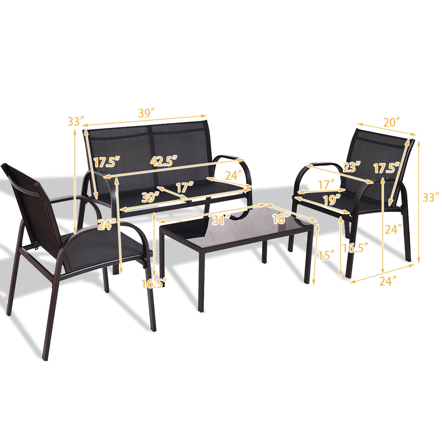 WELLFOR OUJ65848BK Patio-Conversation-Sets - View #11