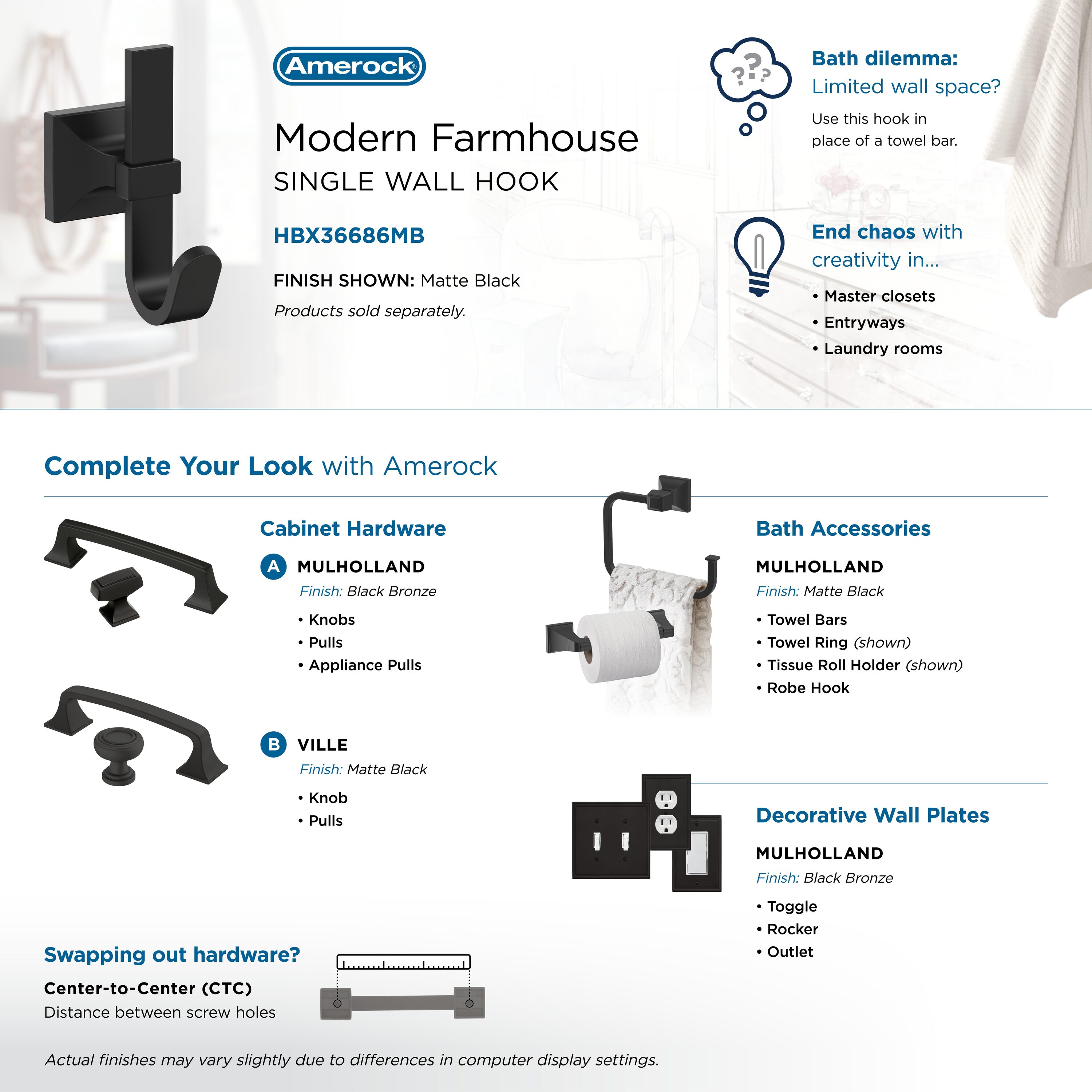 Amerock HBX36686MB Decorative-Wall-Hooks - View #6