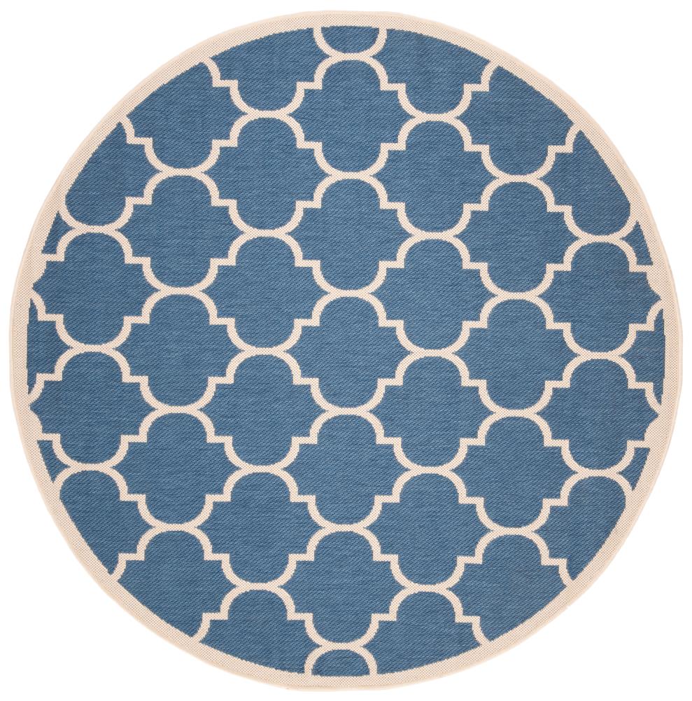 Safavieh CY6914-243-4R Courtyard Omao 4 x 4 (ft) Loomed Polypropylene Blue/Beige Round Indoor/Outdoor Trellis Area rug