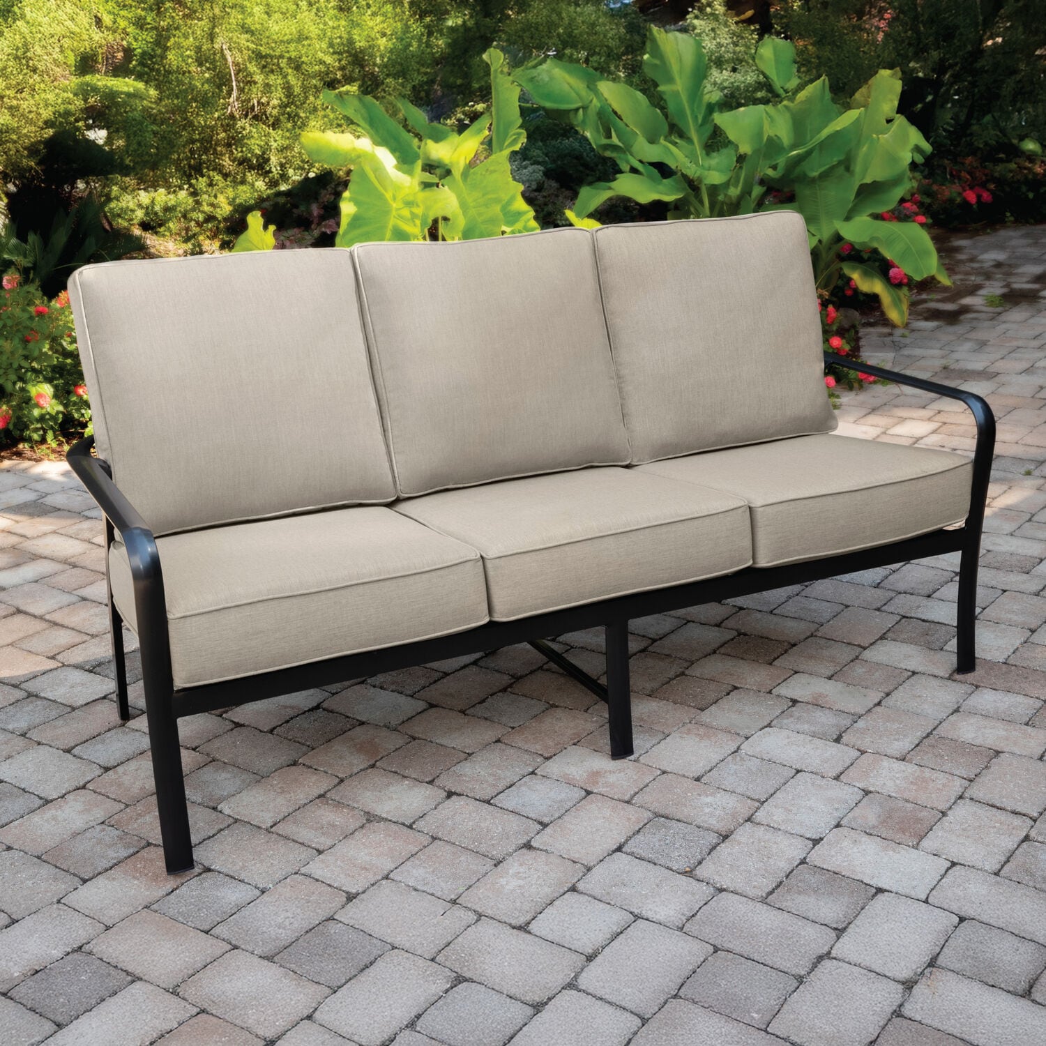 Hanover CORTSOFA-GMASH Cortino Outdoor Sofa with Gray Cushions and Aluminum Frame
