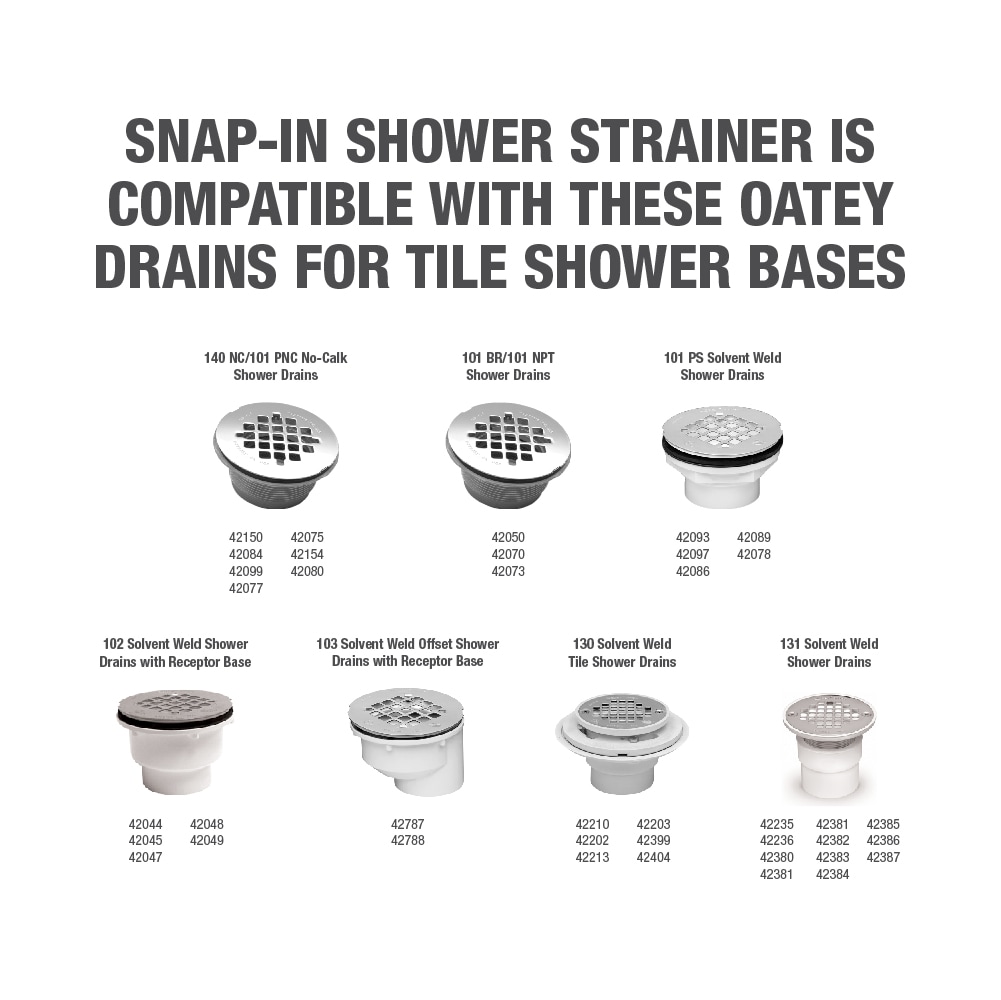 OATEY Round No-Caulk White PVC Shower Drain with 4-1/4 in. Round Snap- –  Tool Mart Inc.