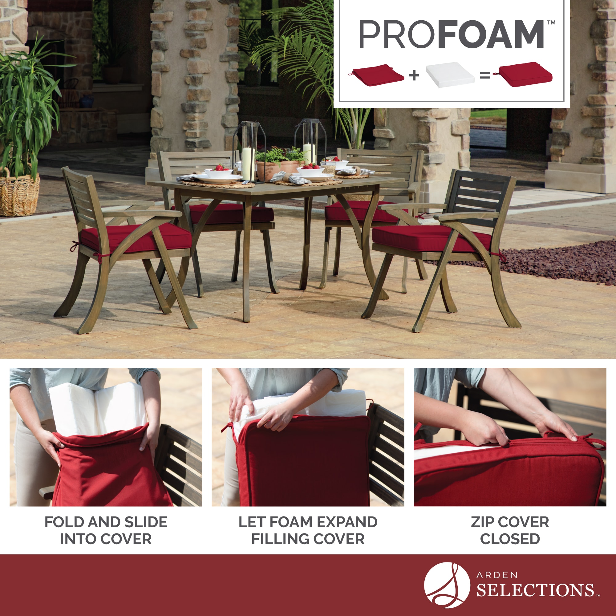 Arden Selections ProFoam Performance Outdoor Deep Seating Cushion Set 22 x 22, Slate Grey