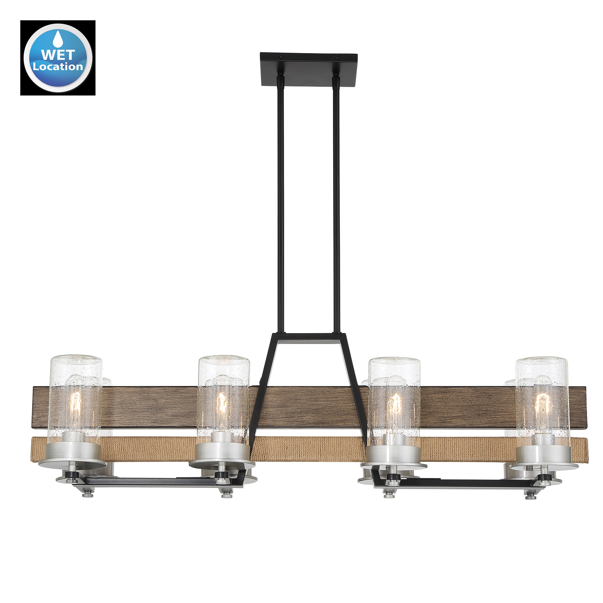 Silver Creek 8-Light Brushed Nickel and Glass Island Chandelier