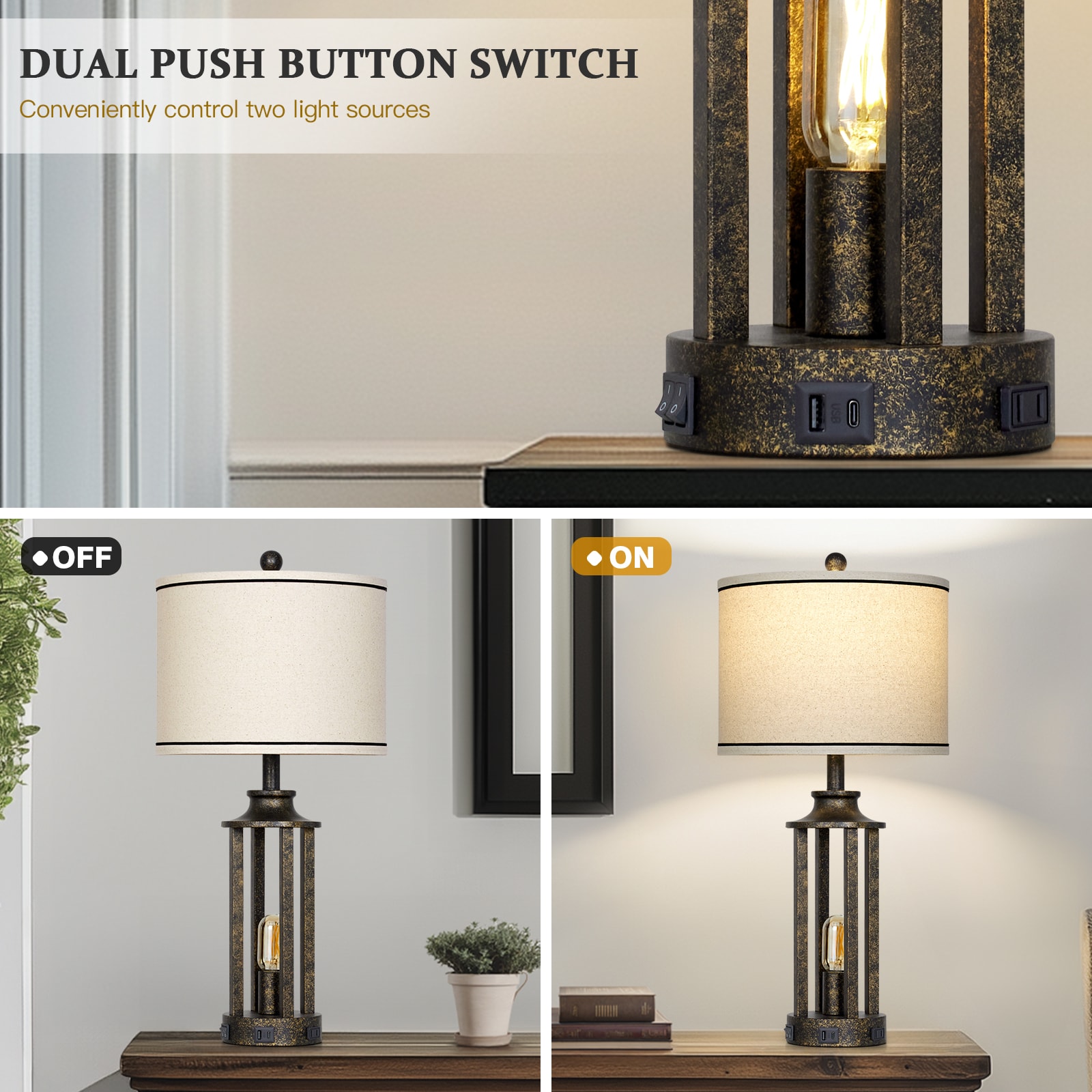 UrFurnishings TD-390 Table-Lamps - View #2