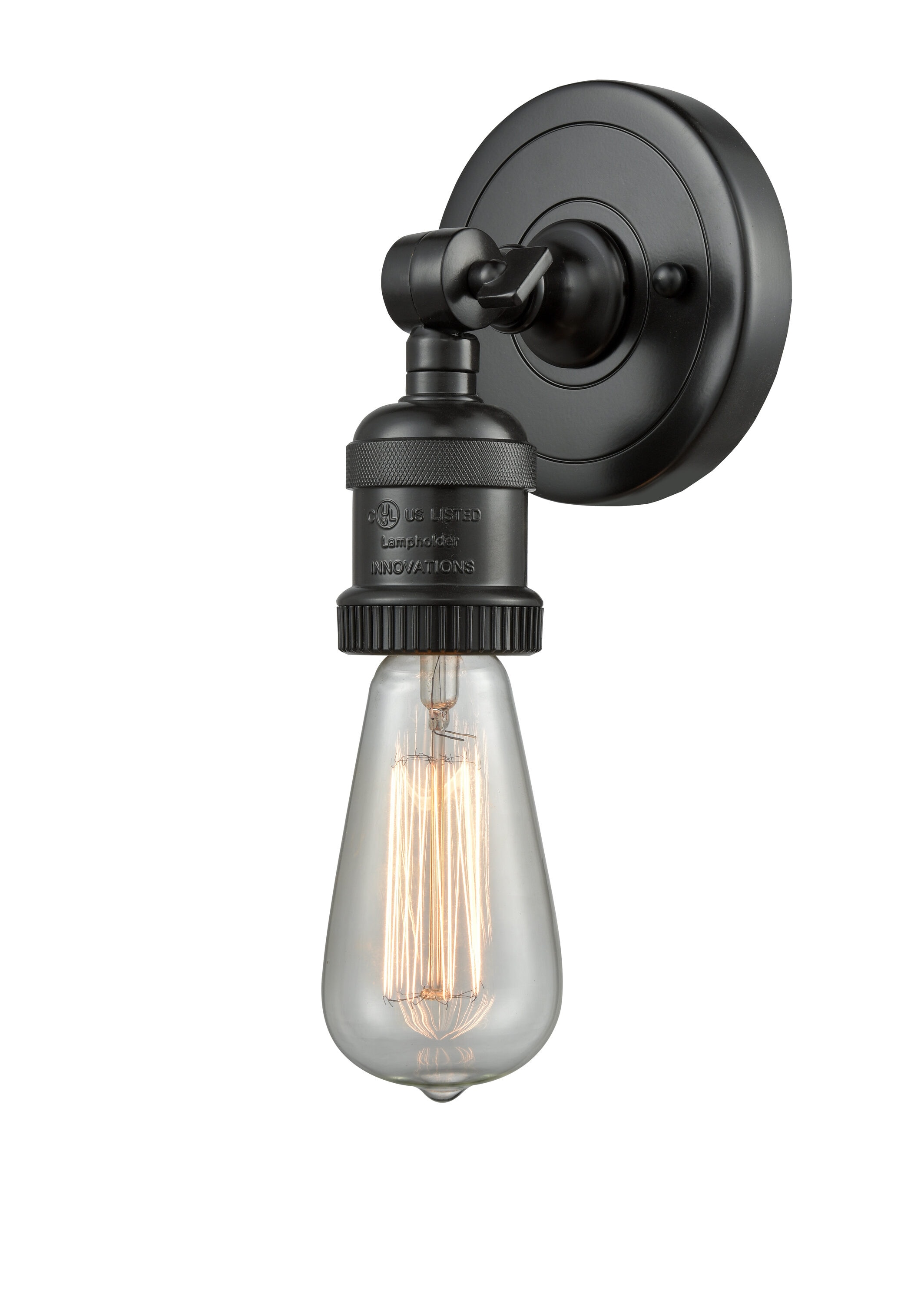 Innovations Lighting 202ADA-BK Bare Bulb 4.5-in W 1 -Light Matte Black Wall Sconce
